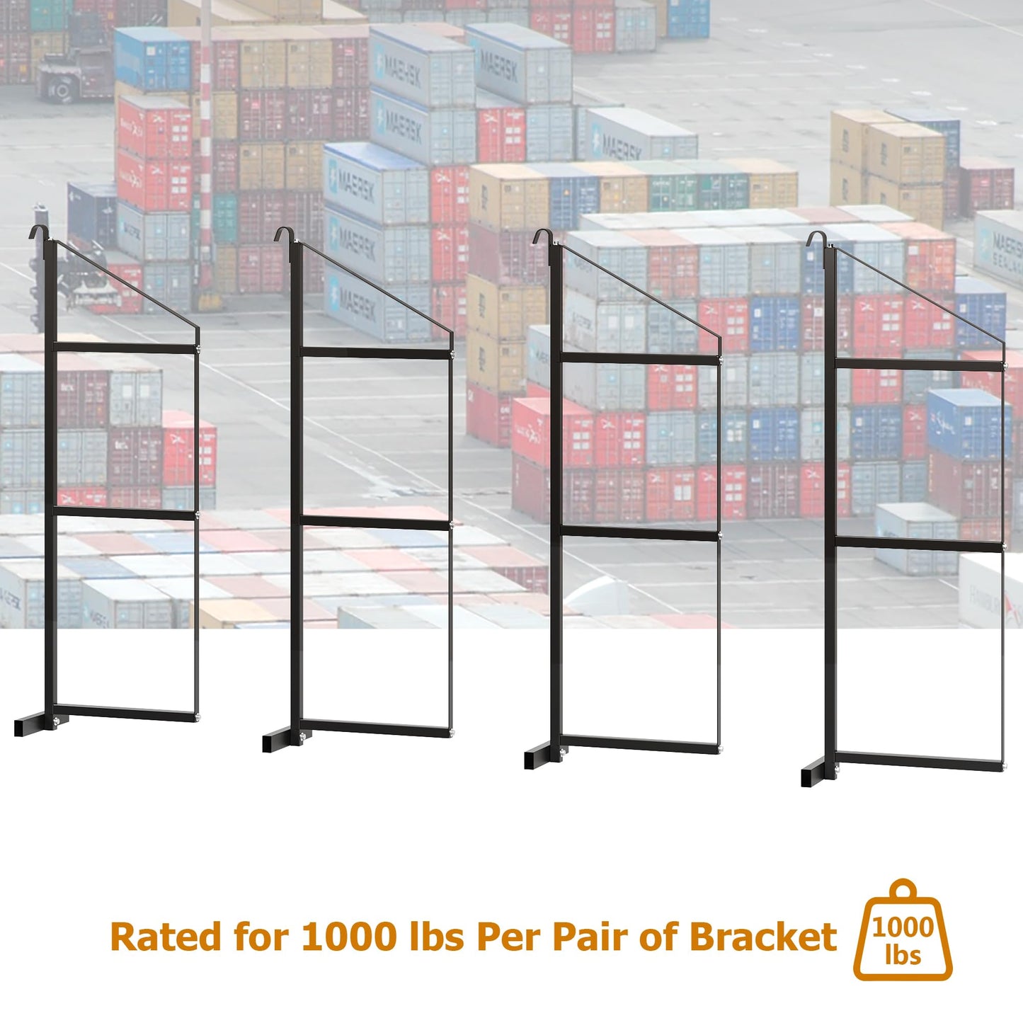 Shipping Container Shelving Bracket (4PCS), 3-Tier Powder Coated Steel Brackets, 1100 LBS Capacity, 22 in D x 60 in H, Quick Hang for Shipping Containers, Cargos, Warehouses & Garages, Heavy-Duty