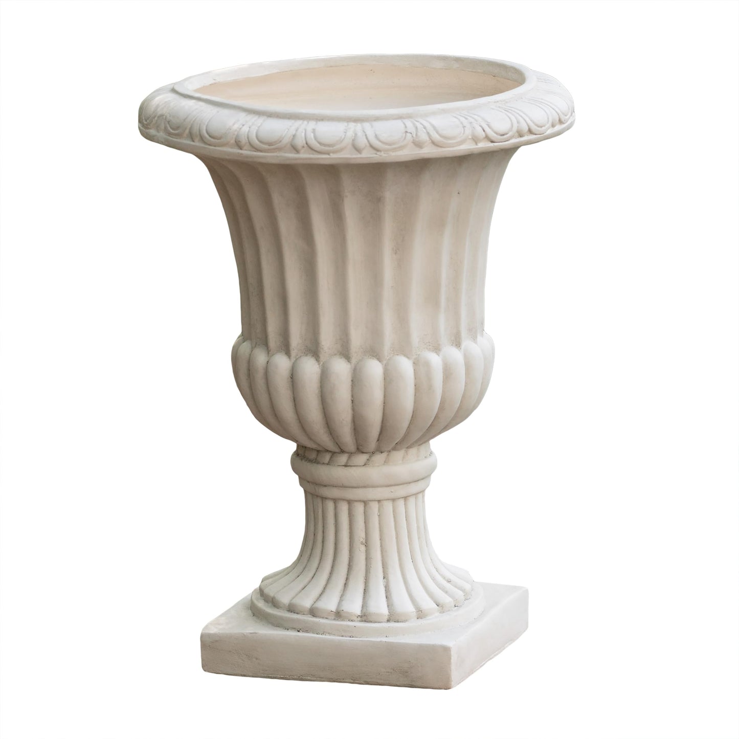 Large Urn Planter Outdoor 26.5" – Antique White Italian Garden Urn Flower Pot, Magnesium Oxide Pedestal Planters for Outdoor Plants, Tall Front Porch Planter Urns for Patio, Yard & Home Garden Decor