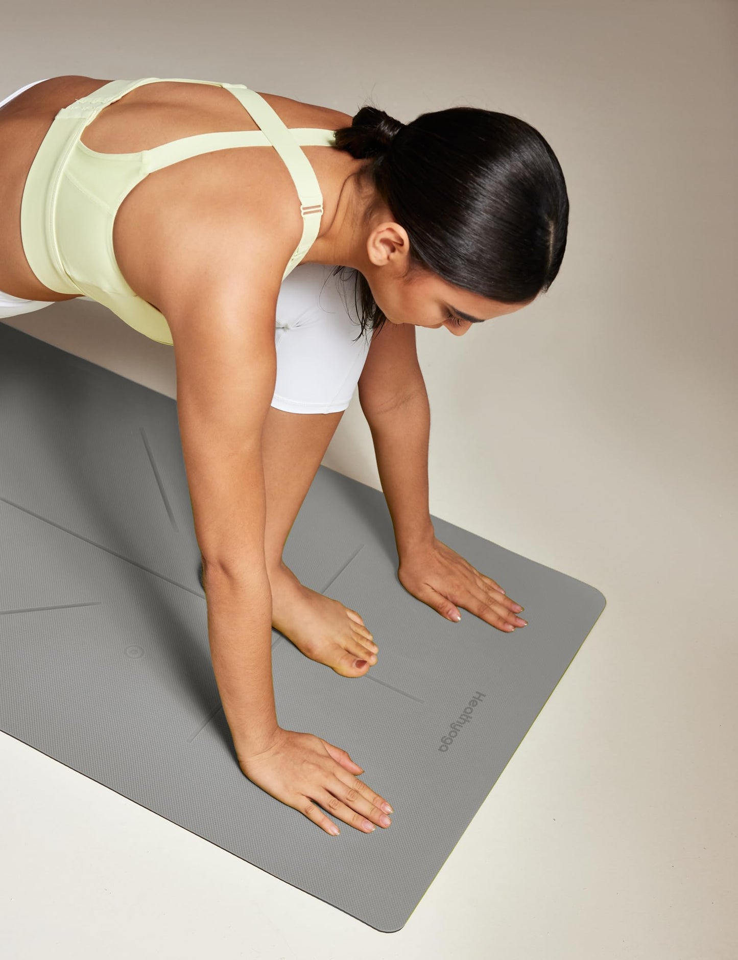 Heathyoga Yoga Mat Non Slip TPE Pilates Exercise Mats for Home Workout Gym Fitness Eco Friendly Thick Hot Yoga Mat with Strap Body Alignment,72"x 26" Thickness 1/4"