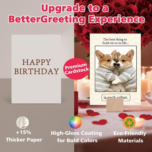 ICOOLYI Cute Dog Valentines Day Card for Husband, Wife, Boyfriend or Girlfriend – Romantic Valentines Gift for Him or Her