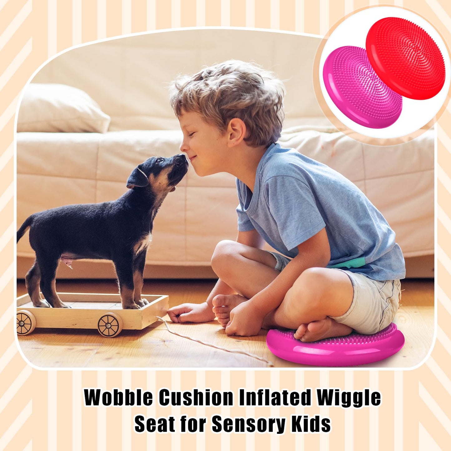Silipull 2 Pcs Wiggle Seat Inflated Wobble Cushion Flexible Balance Disc with Air Pump for Core Stability Strengthening Improving Posture Physical Exercise(Red and Rose Red)