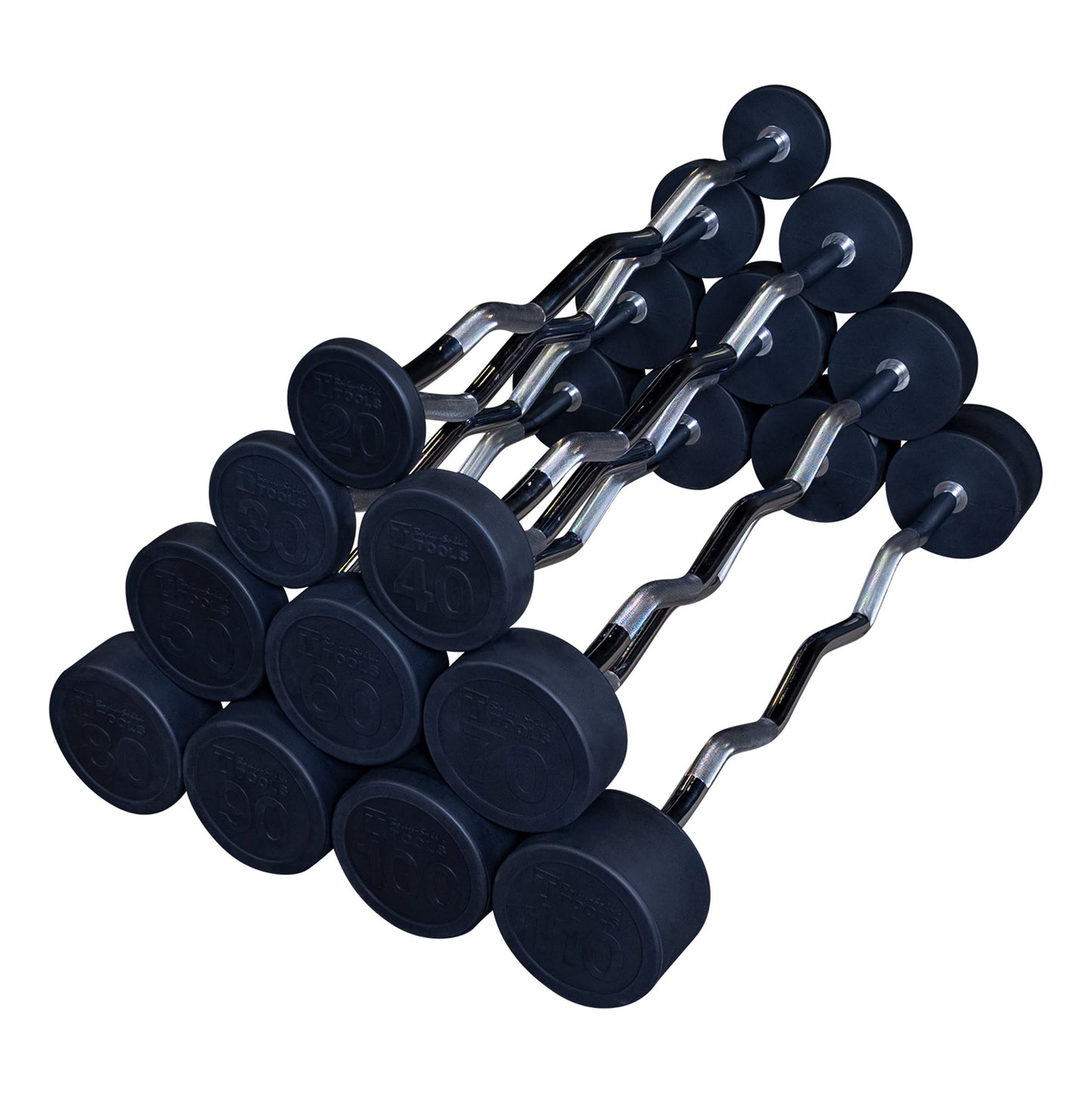 Body-Solid (SBZ50) Rubber Coated Fixed Weights Straight Barbell Bar for Weightlifting Exercise Bodybuilding Strength Training, 50lb (Midnight Black)