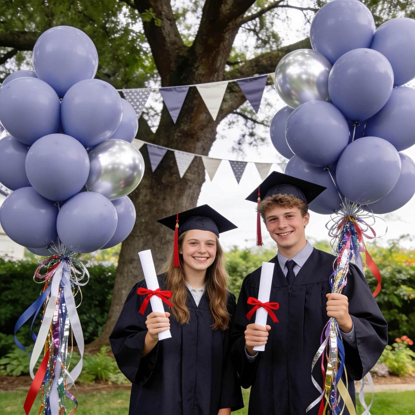 Skiennix Dusty Blue Balloons - 12 Inch Latex Balloons for Birthday Party & Baby Shower | 110pcs with Ribbons