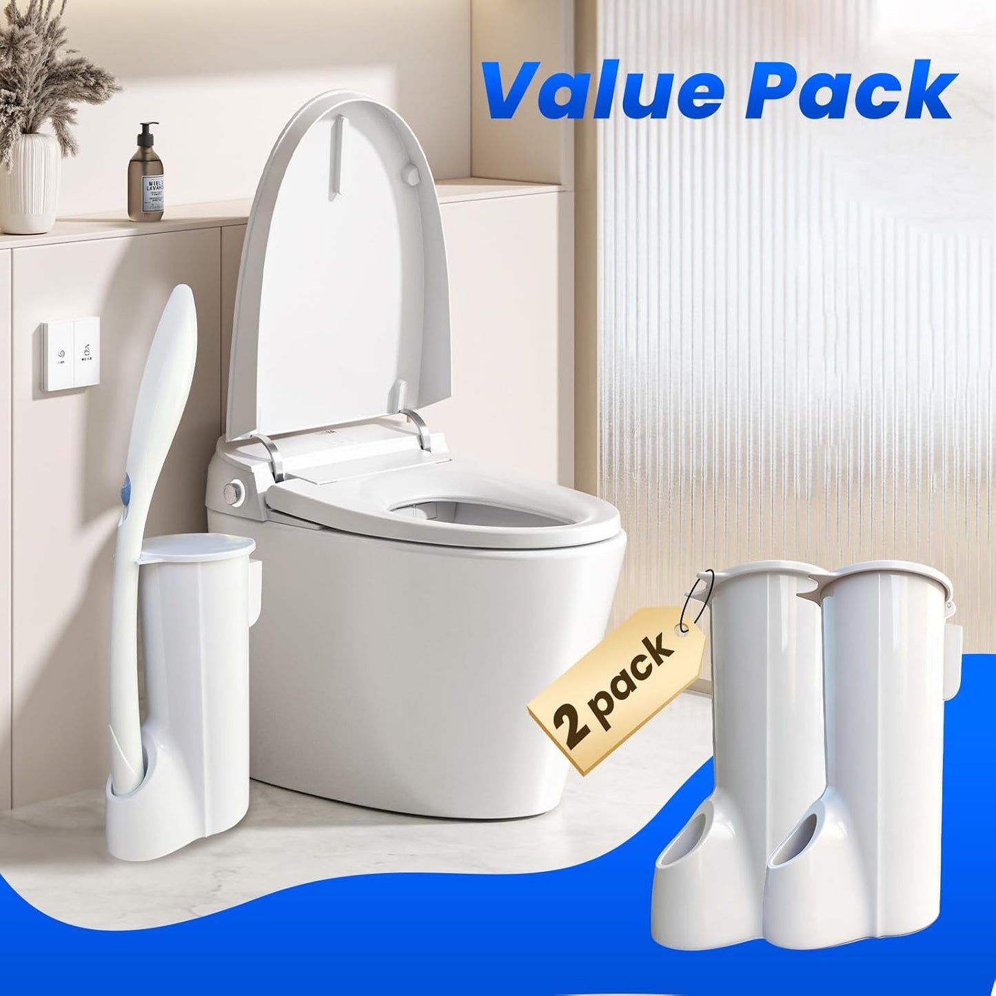 Skiennix Toilet Wand Caddy Holder - Disposable Brush Kit for Easy Toilet Cleaning | Wall Mounted Storage