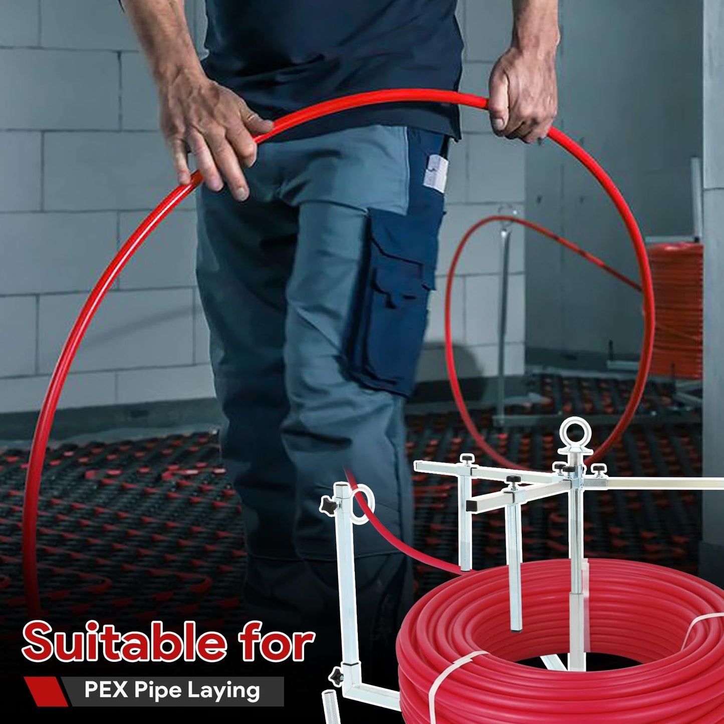 Anrain Pex Tube Uncoiler for 3/8'' to 1'' Pex Tubing, Maximum Load 330 Pounds, Iron Material, Silver Color, Industrial Tubing, Hardware Tubing, Radiant Potable Water Applications