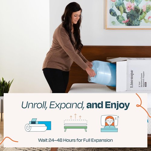 Linenspa Memory Foam Mattress Topper | Twin Size - 2 Inch Gel-Infused Foam - Cooling & Pressure Relief