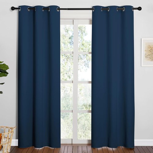NICETOWN Blackout Curtains - Thermal Insulated Grommet Drapes for Office & Theater | Moroccan Blue, 84 Inches