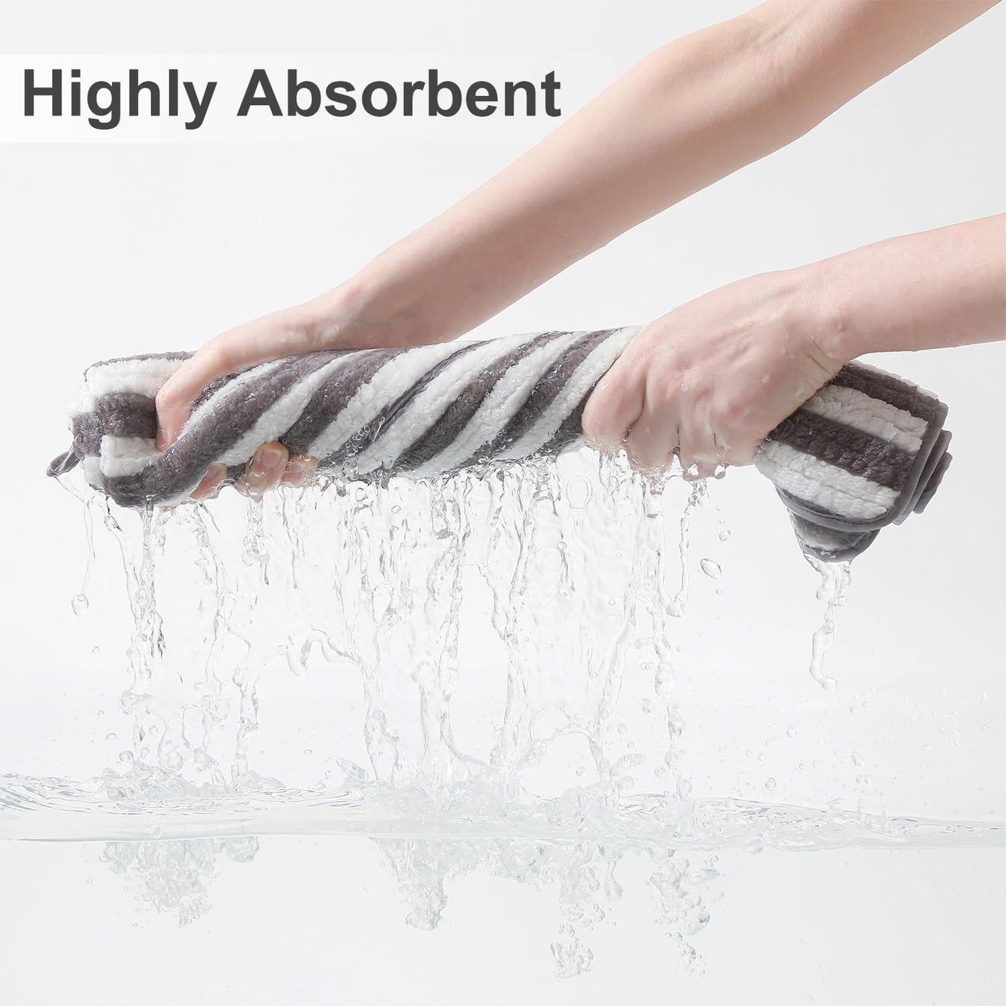 Smuge 18 Pcs Bath Towel Set, Include 6 Bath Towel Sheets, 6 Hand Towels and 6 Washcloths - Highly Absorbent Quick Dry Microfiber,Ultra Soft Bathroom Towel Set with Hanging Loop - Light Gray