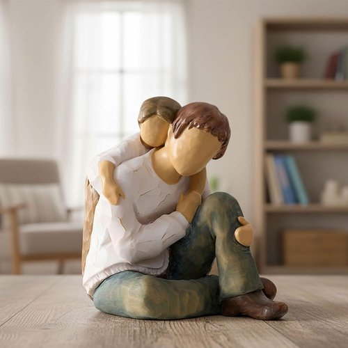 NAN ZAI NAN FANG Father-Daughter Figurine - Personalized Resin Sculpture for Dad | 4.7” Hand-Painted Gift