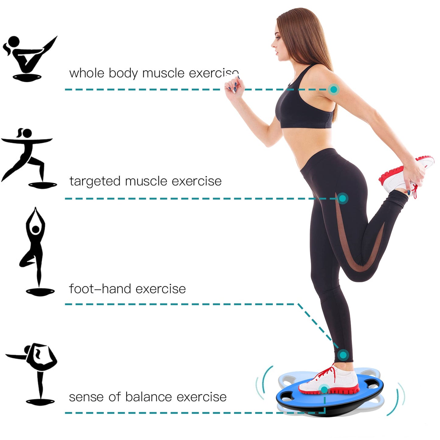 EVERYMILE Wobble Balance Board, Exercise Balance Stability Trainer Portable Balance Board with Handle for Workout Core Trainer Physical Therapy & Gym Diameter No-Skid Surface 15.7" Blue