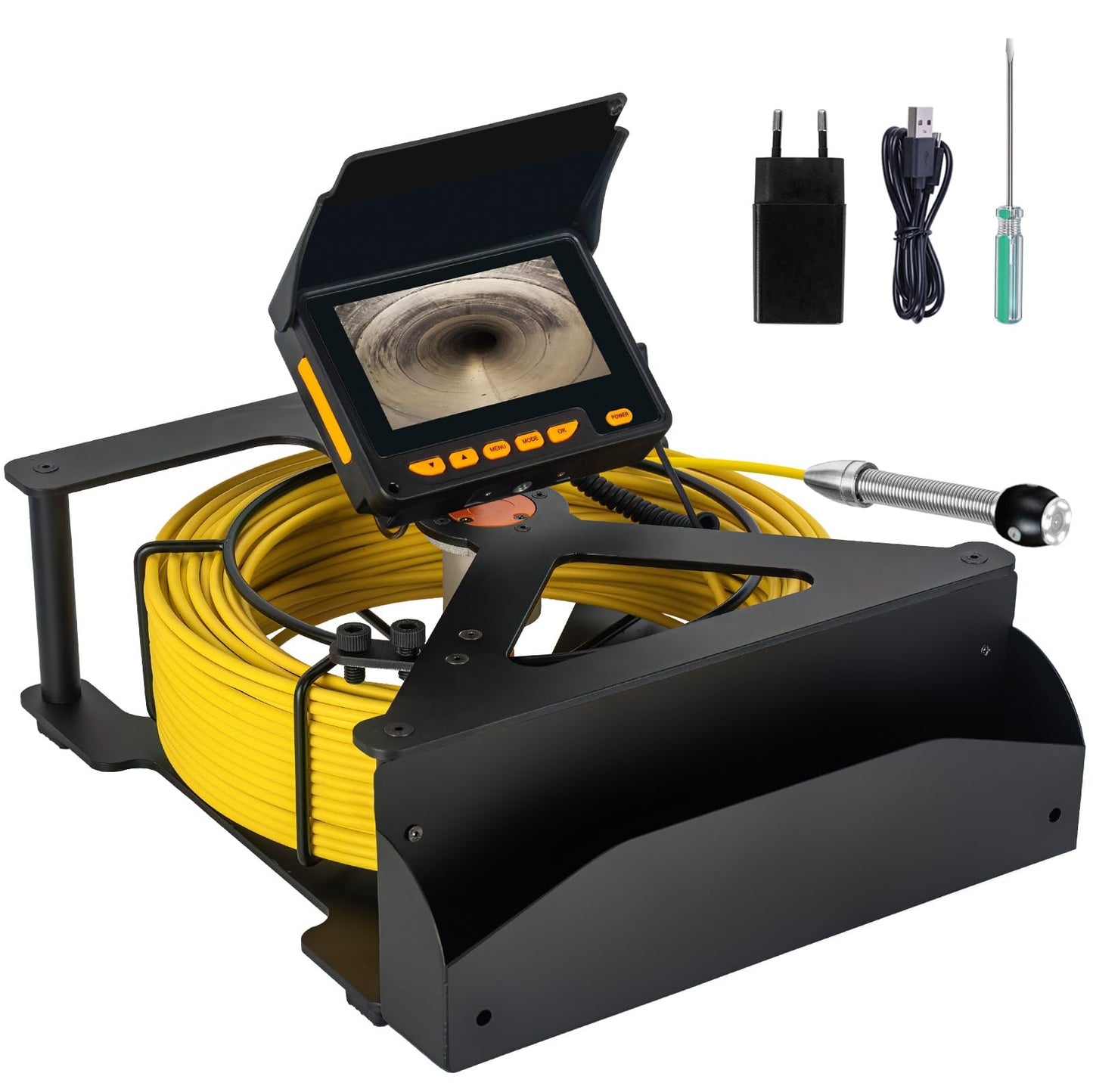 Sewer Camera 100FT,Waterproof JQKJCAM Plumbing Sewer Drain Snake Camera w/Light,4.3'' HD 32GB DVR Screen,Distance Counter,3.5''Roller Guide,17MM Sewer Scope for>=1'' Pipe Line Duct Inspection
