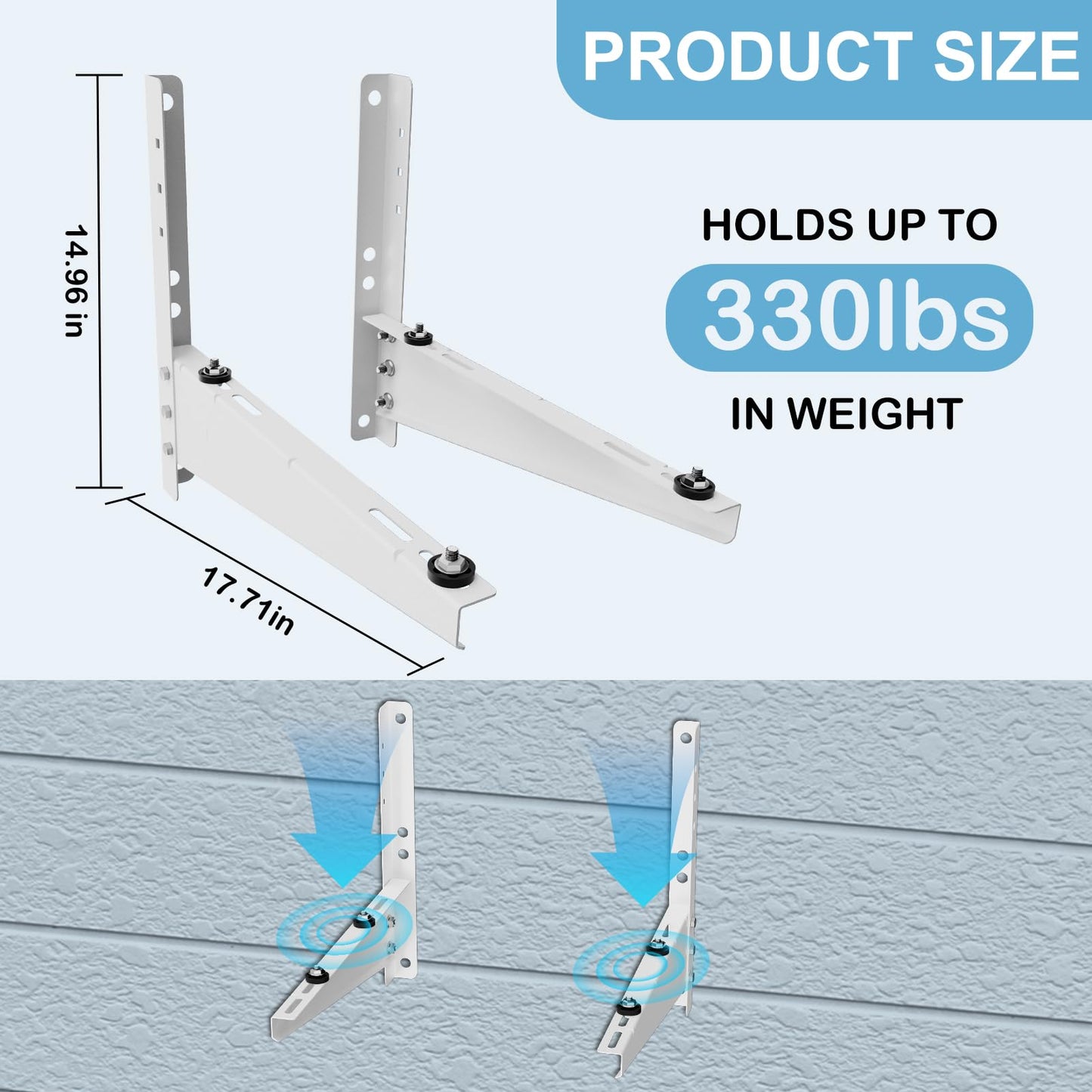 Ogival Outdoor Mini Split Wall Mounting Bracket for 9,000-18,000 BTU Air Conditioner, Heavy Duty AC Support Bracket for Outside, Holds Up to 330lbs