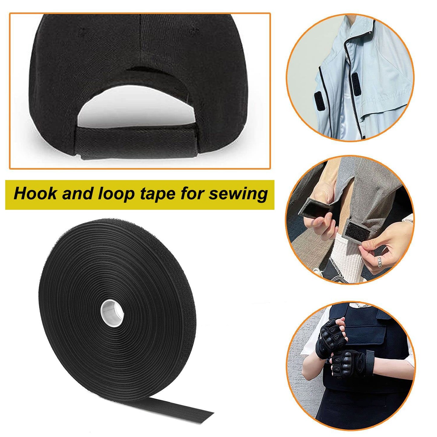 WSZJINB 16Ft x 1In Adjustable Cable Straps with 25 Buckles, Free Cut Length, Black Reusable Fastening Cable Ties, Hook and Loop Securing Strap for Cable Tidy, Wire Management, Cord Organiser, Black