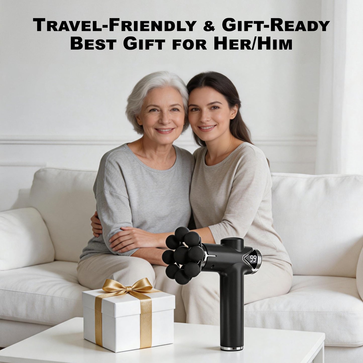 LEERCON Massage Gun, Deep Tissue Massager Gun for Pain Relief, Back Massage with 9 Massage Heads and 6 Speeds, Percussion Massager for Athletes, Gifts for Women Men Father's Day, Black