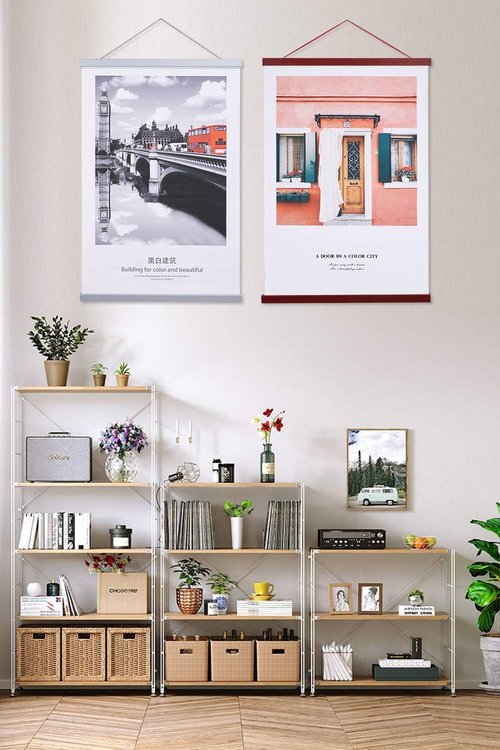 Benjia Magnetic Poster Hanger - Mahogany Wood Frame for 8x10, 8x20, 8x11 Prints | Easy Wall Display