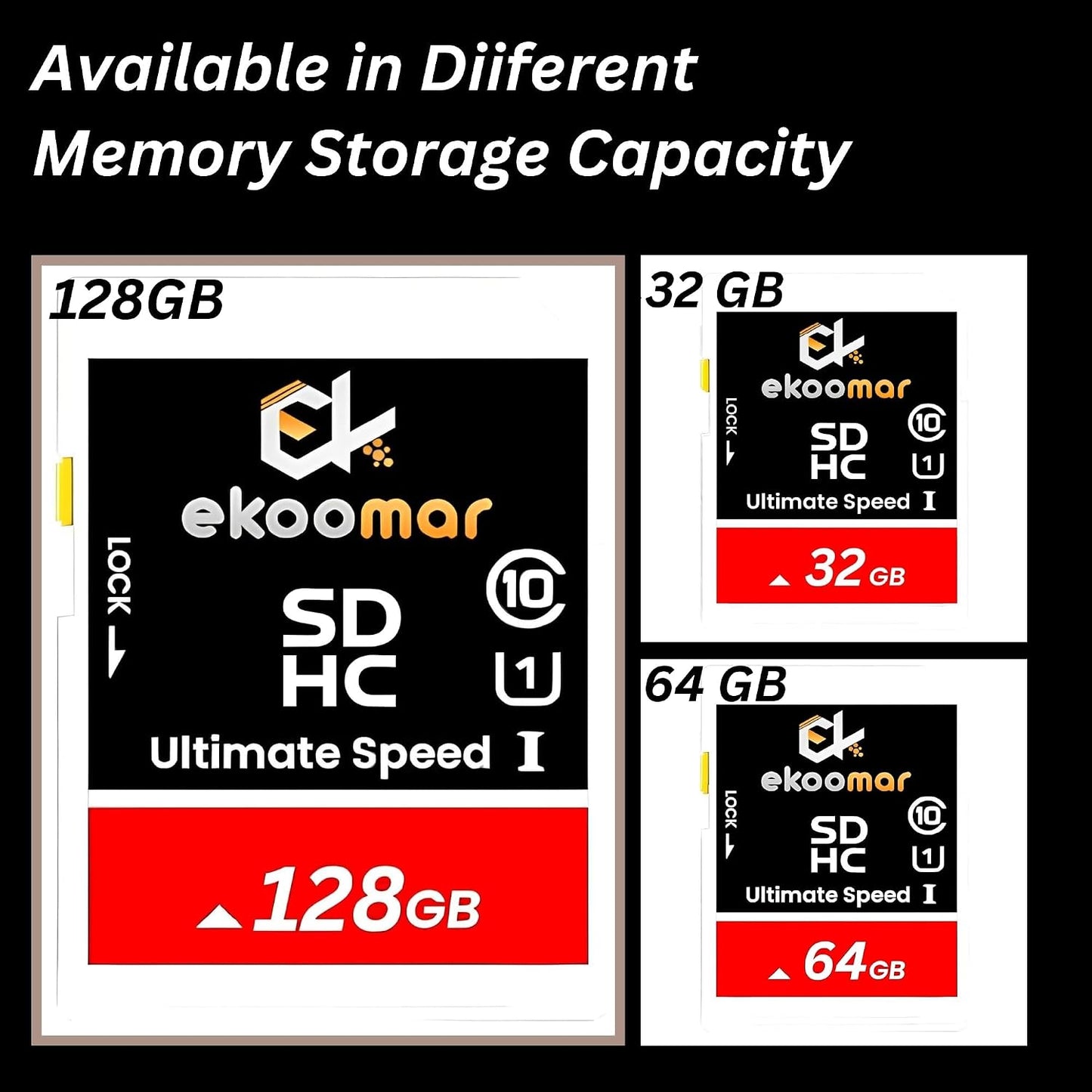 Ekoomar 10, 100MB/s 32GB (Pack 1) Card - Class High-Speed Memory Card with for Digital Camera, Dash Cam, & Video