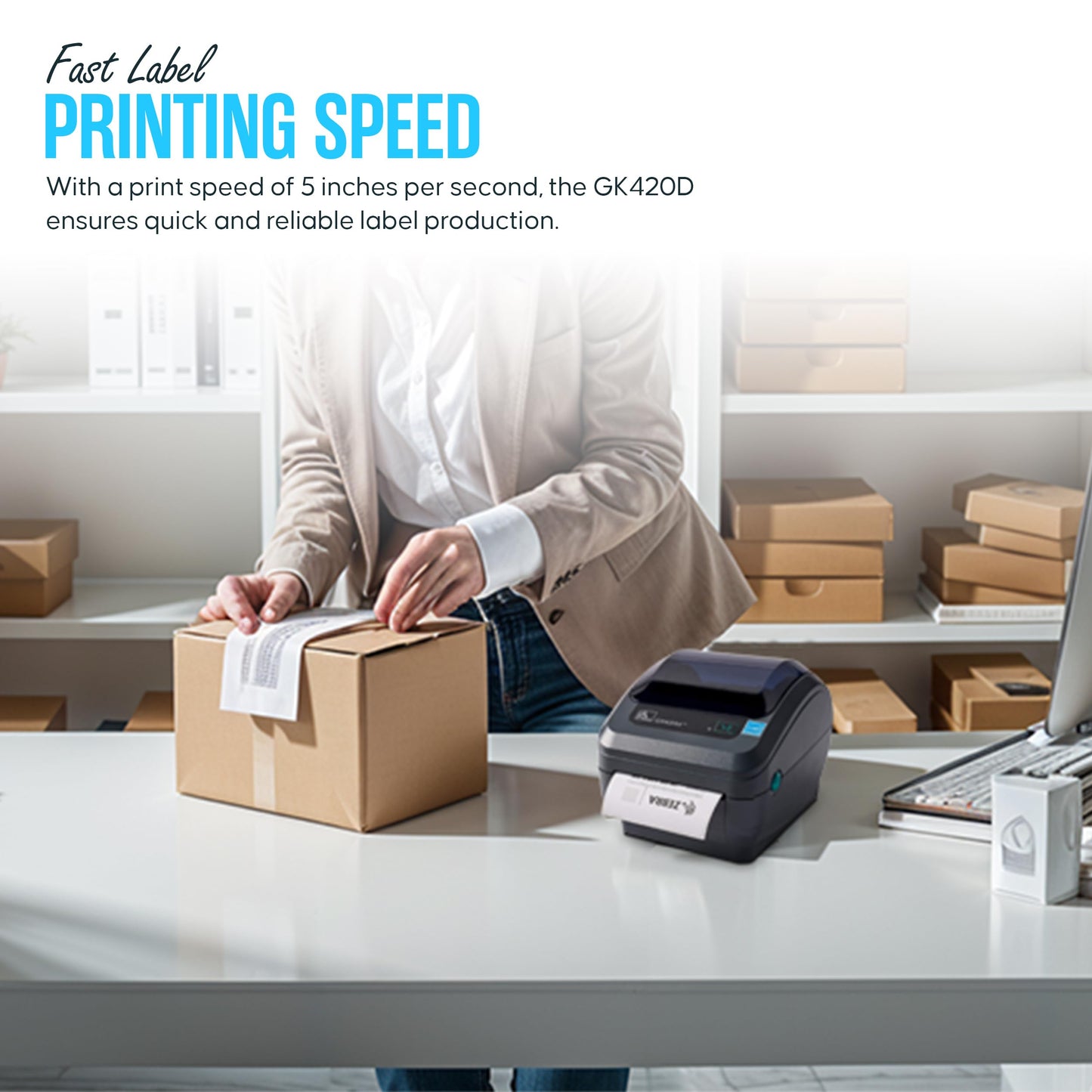 Zebra GK420D Direct Thermal Label & Barcode Printer – Ethernet/USB Connectivity – 1 Year Warranty – Includes 24V Adapter, 4x6 Labels, USB Cable & Microfiber Cleaning Cloth (Renewed)