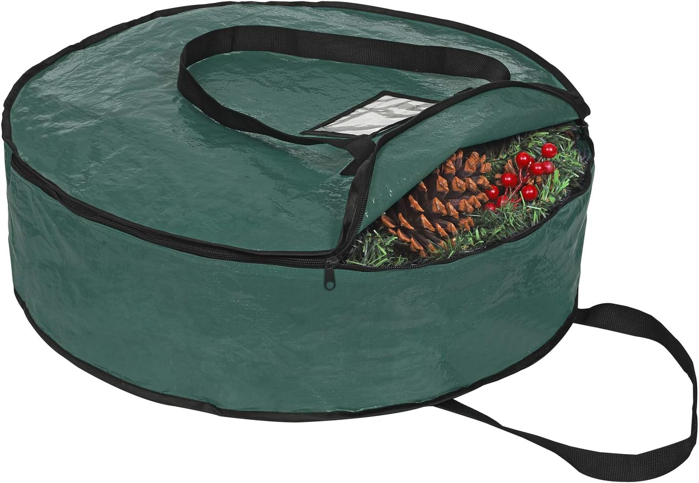 ProPik Christmas Wreath Storage Bag - 24" Tear-Resistant Holiday Container with Heavy-Duty Handles | Green