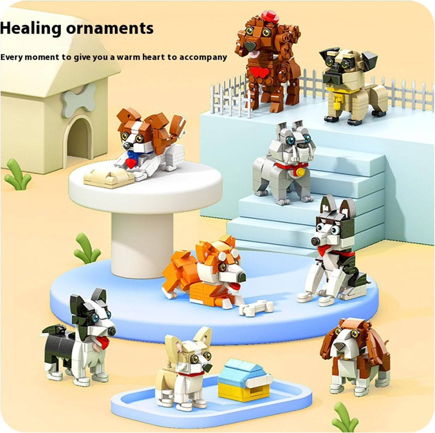 Skiennix Micro Mini Dog Building Blocks - Cute 3D Animal Puzzle Toys for Kids (Husky, Bulldog, Poodle)
