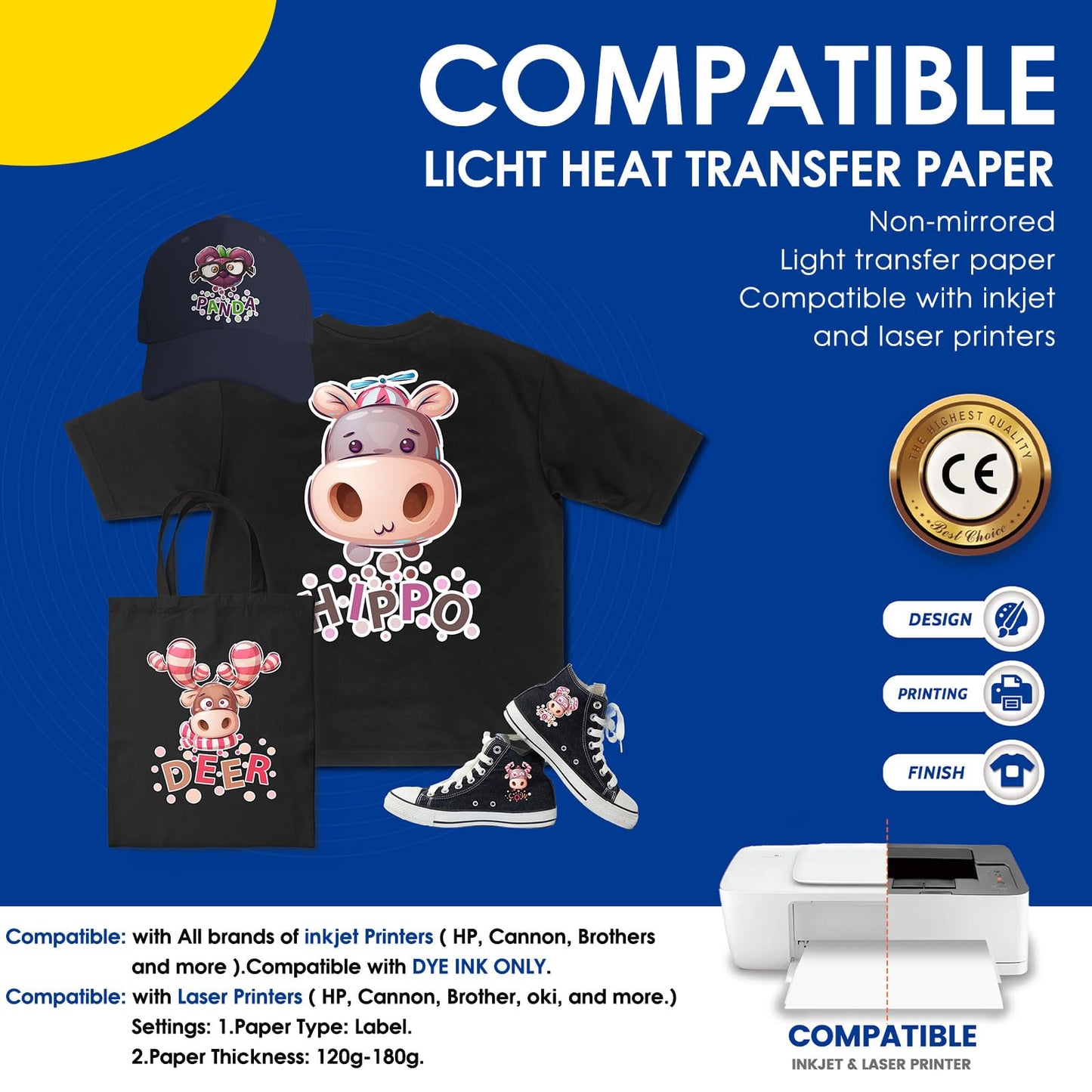 5 in 1 Heat Press Machine 12''x15'' (Purple) + Heat Transfer Paper for Dark T Shirts (10 Sheets) 8.5''x11'', Easy to Use for T-Shirts, Hats, Caps, Mugs, Plates, 360 Degree Swing Away Heat Transfer