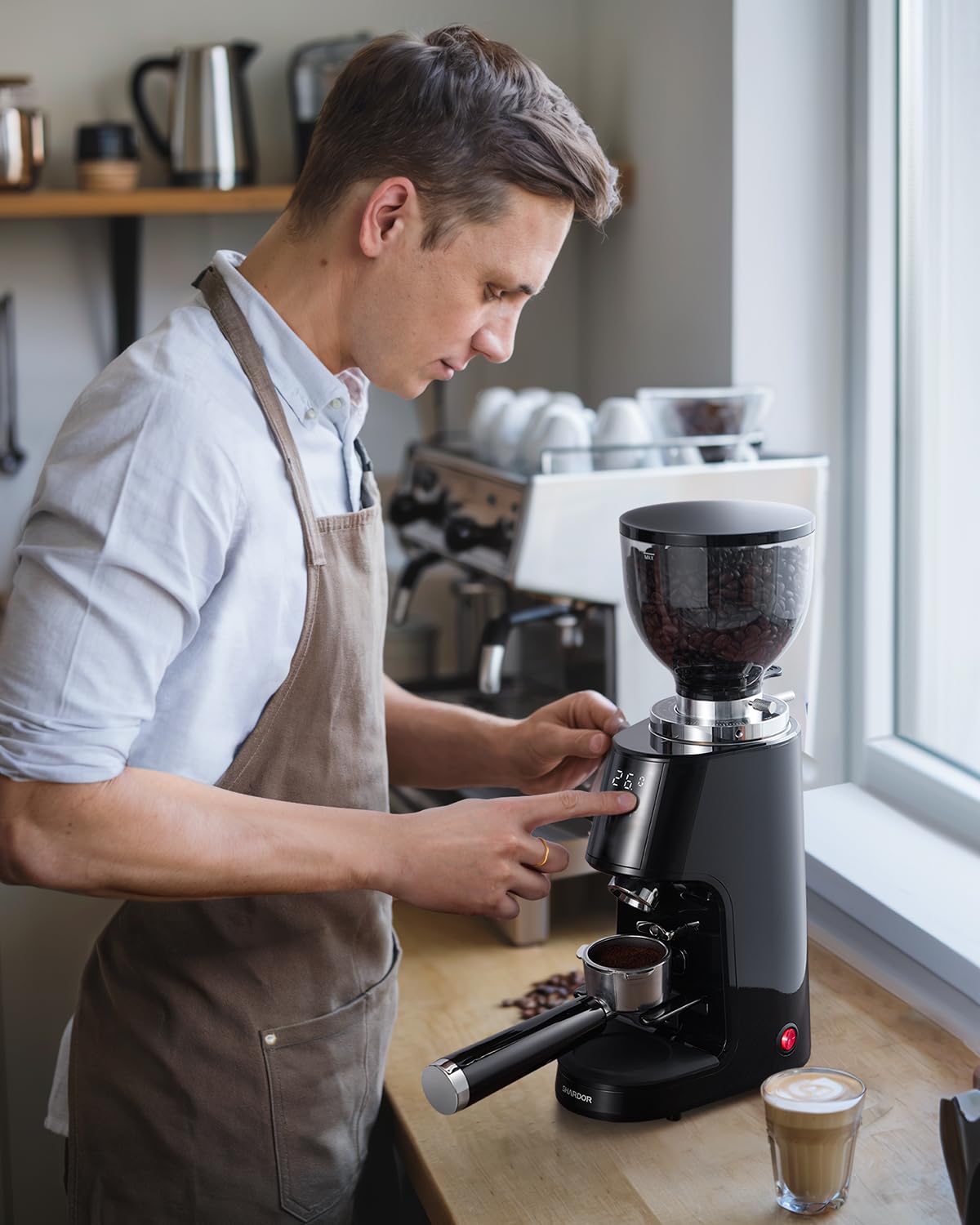 SHARDOR Professional 64mm Burr Coffee Grinder with 100 Grind Settings and All-Metal Chamber, Coffee Bean Grinder with Adjustable Electronic Timer and LED Display, Anti-Static,Black, 120V Only