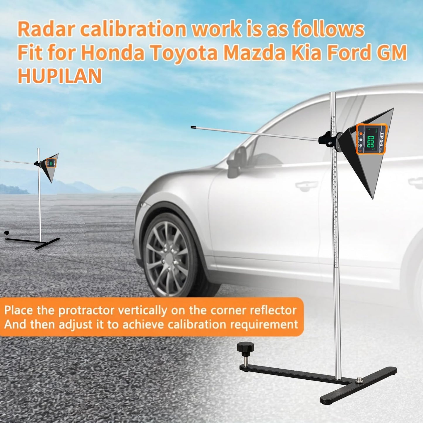 Outer Edge 5.7in Radar Aiming Corner Reflector Target ADAS Calibration Tool Include Stand and Mini Digital Protractor- Compatible with Honda Toyota Mazda Kia Ford GM Hyundai Regular Size Vehicle Car