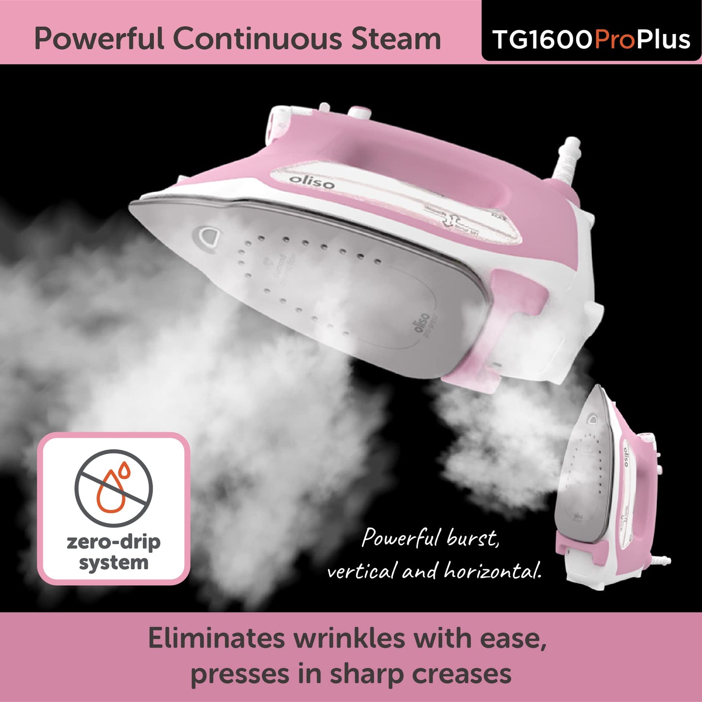 Oliso TG1600 Pro Plus 1800 Watt SmartIron with Auto Lift & Oliso Solemate Silicone Iron Soleplate Protector for TG Series Irons, Pink