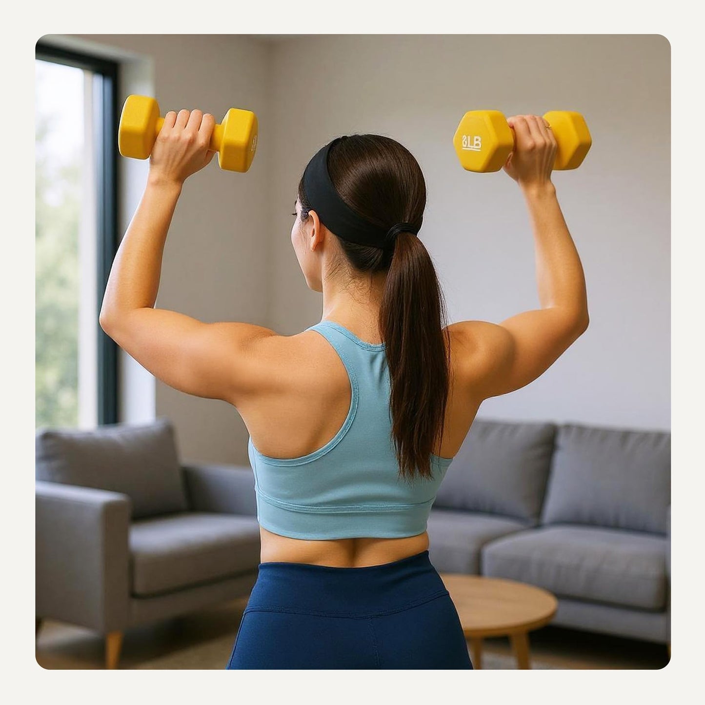 Amazon Basics Neoprene Hexagon Shape Dumbbell Hand Weights, Prevents Rolling Away, 8 Pounds, Pair, Yellow