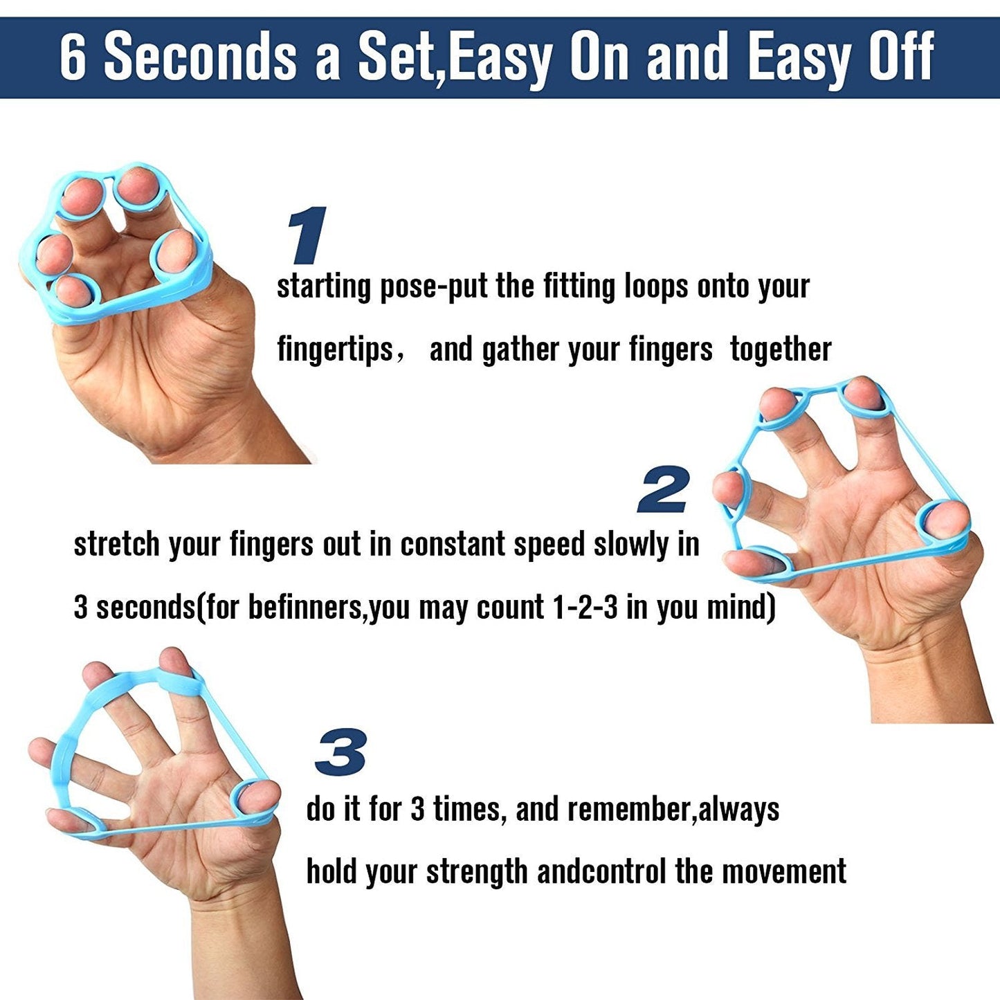 Hand Grip Strengthener, Finger Exerciser, Grip Strength Trainer (6 PCS),New Material,Forearm Grip Workout, Finger Stretcher, Relieve Wrist Pain, Carpal Tunnel (Large)