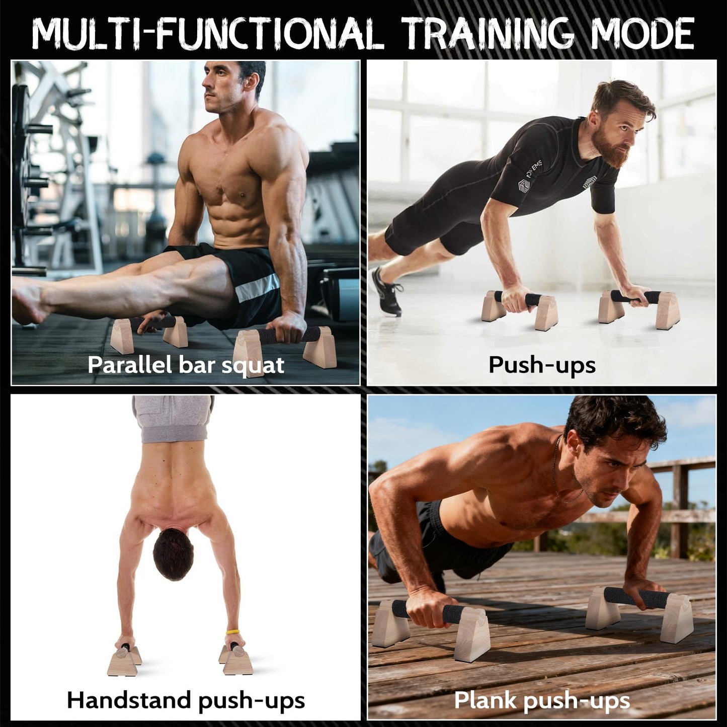 Wooden Parallettes Bars - 30CM Calisthenics Equipment for Handstand Training, Push Up Bars & Strength Training,Oak Wood Parallel Bar, Non-Slip Base for Handstand Blocks, Pushup Handles & Planks