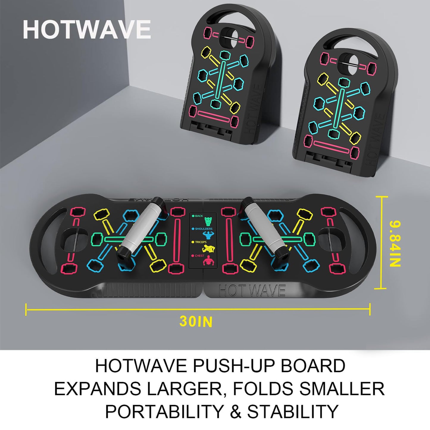 HOTWAVE Push Up Board Fitness,Foldable 20 in 1 Push Up Bar at Home Gym,Pushups Handles for Floor,Portable Workout Equipment