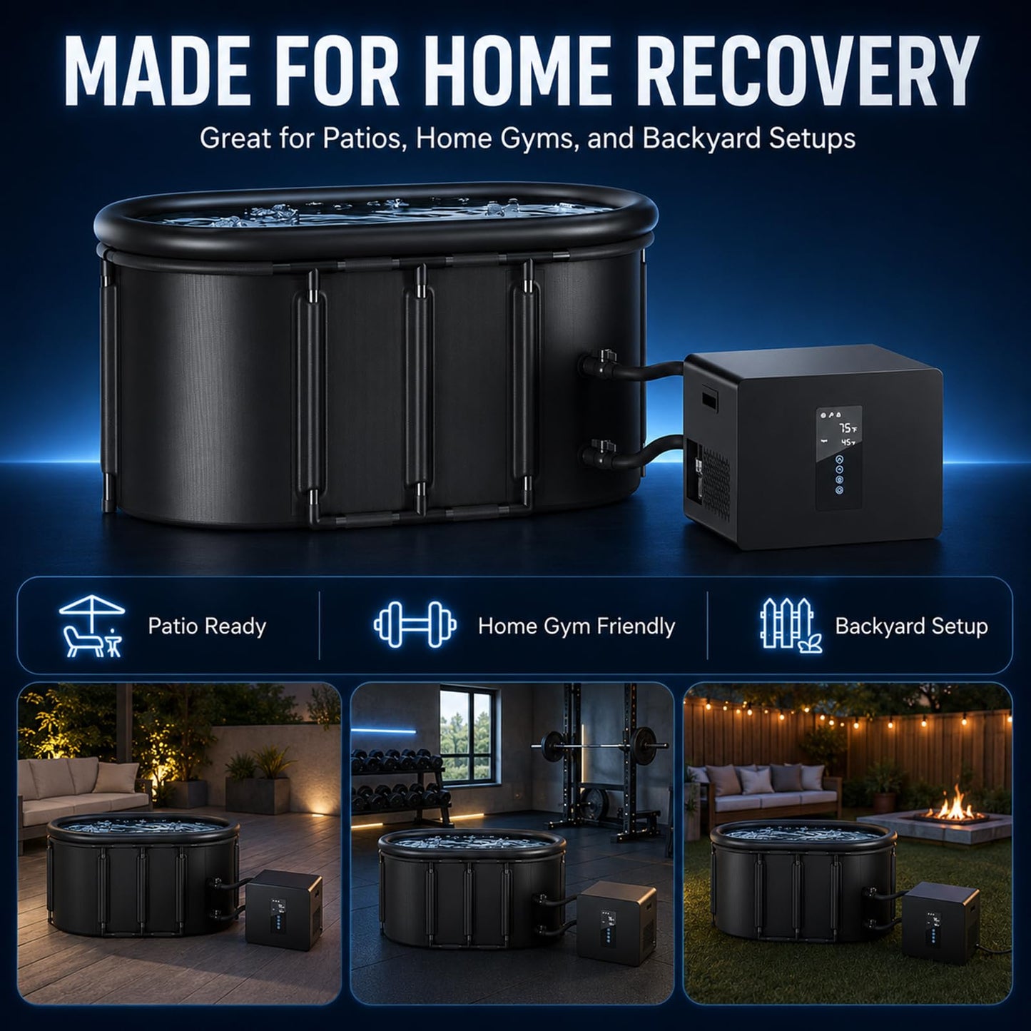 Ice Bath Chiller & Cold Plunge Tub Bundle, 1/3HP Cold Plunge Chiller with Built-In Pump & Metal Filter, 148 Gal Insulated Ice Bath Tub with Lid, Cold Therapy Recovery System for Home & Outdoor Use