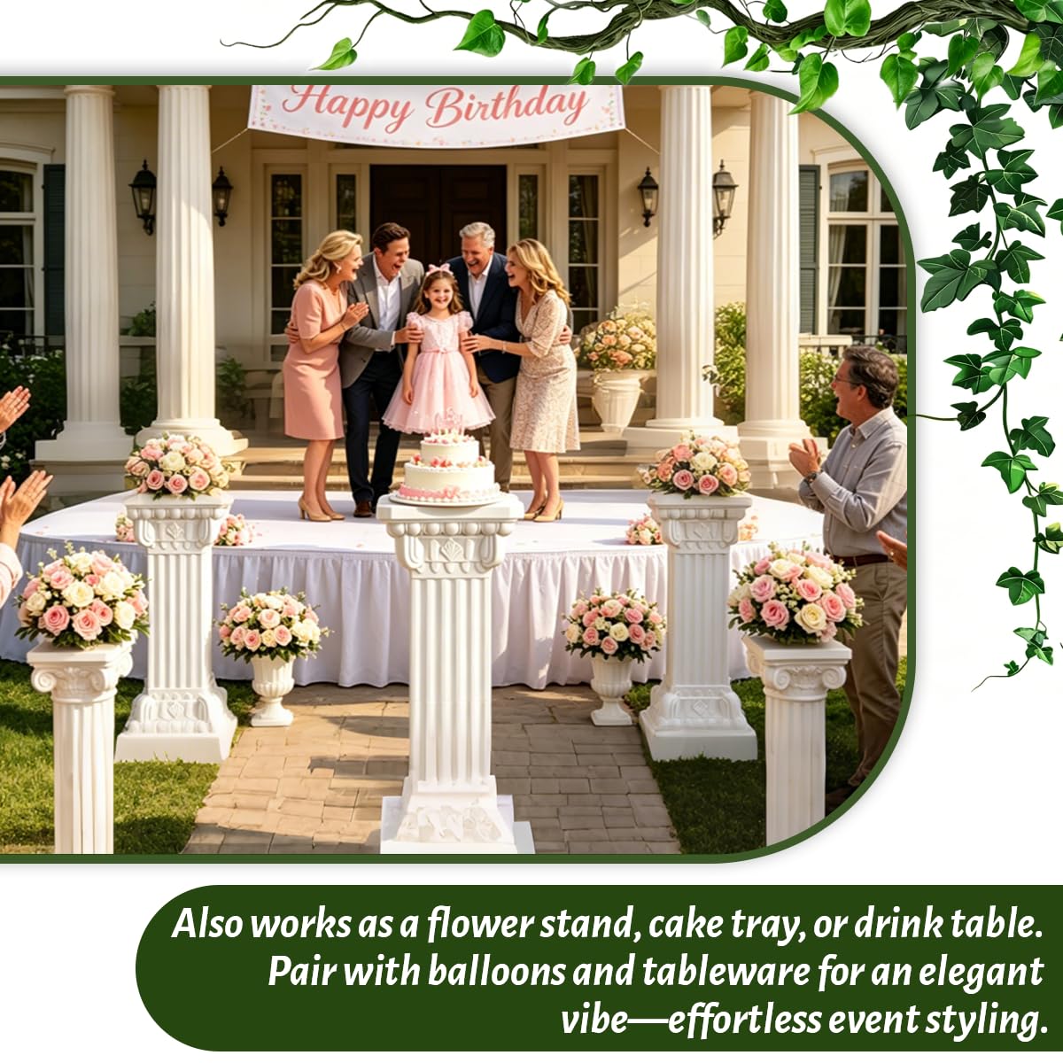 MXOYOXM 2 Pcs Vintage Wedding Roman Pillars,35.43 Inch High Plastic Wedding Columns and Pillars,White Pillar Stand for Ceremonies,Events,Banquets,Flower and Plant Display(Square)