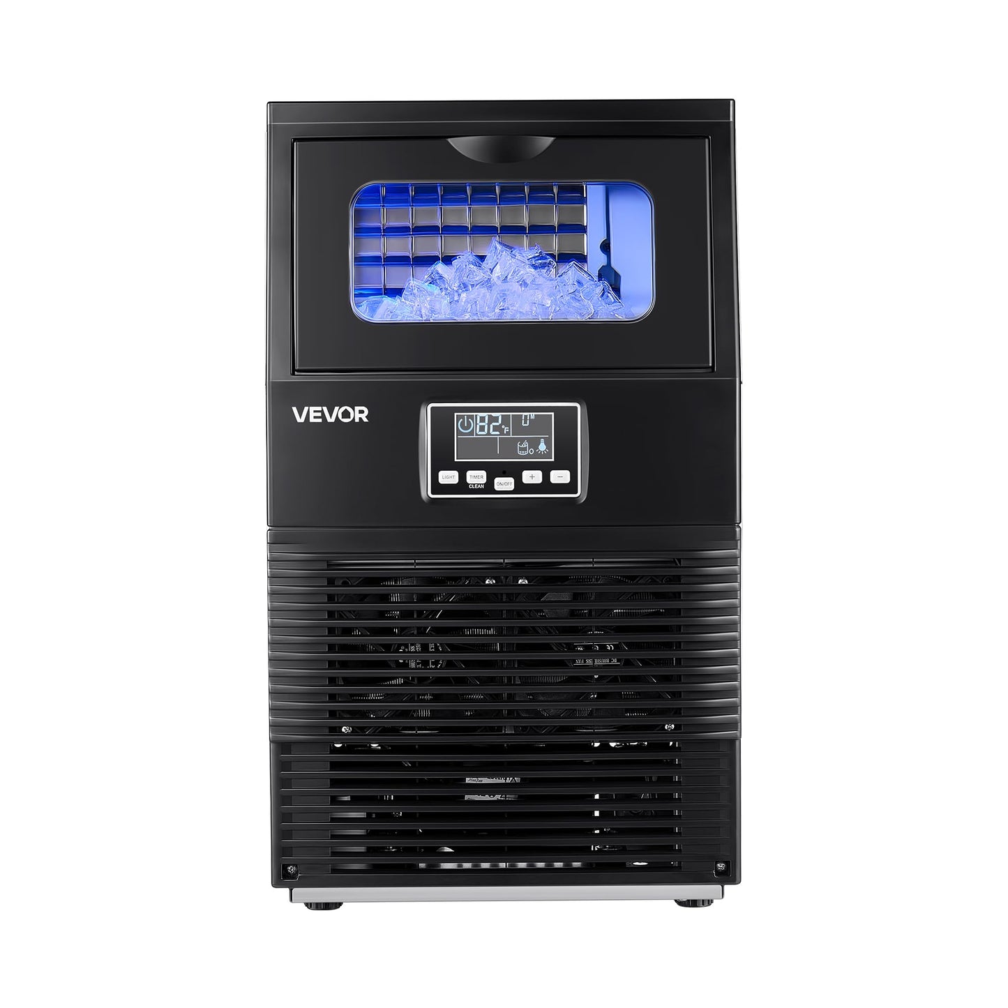 VEVOR Commercial Ice Maker Machine, 80 lbs/24h with 12Lbs Storage, 32 Cubes per Cycle, Stainless Steel Freestanding & Countertop Ice Maker with LED Display & Self-Cleaning, for Home Bar Restaurant
