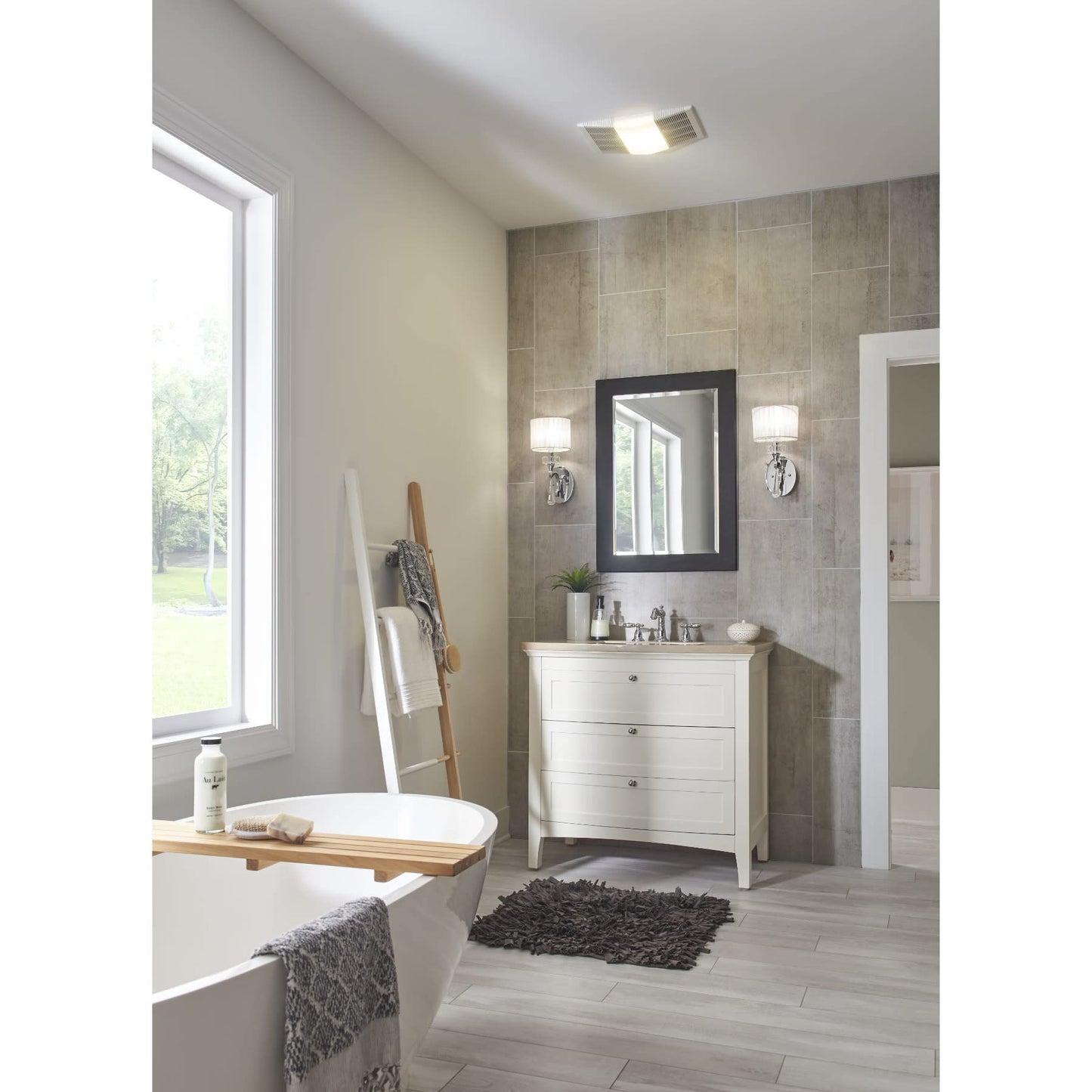 Broan-NuTone 80 CFM Ceiling Bathroom Exhaust Fan with Light and 1300-Watt Heater 765H80L