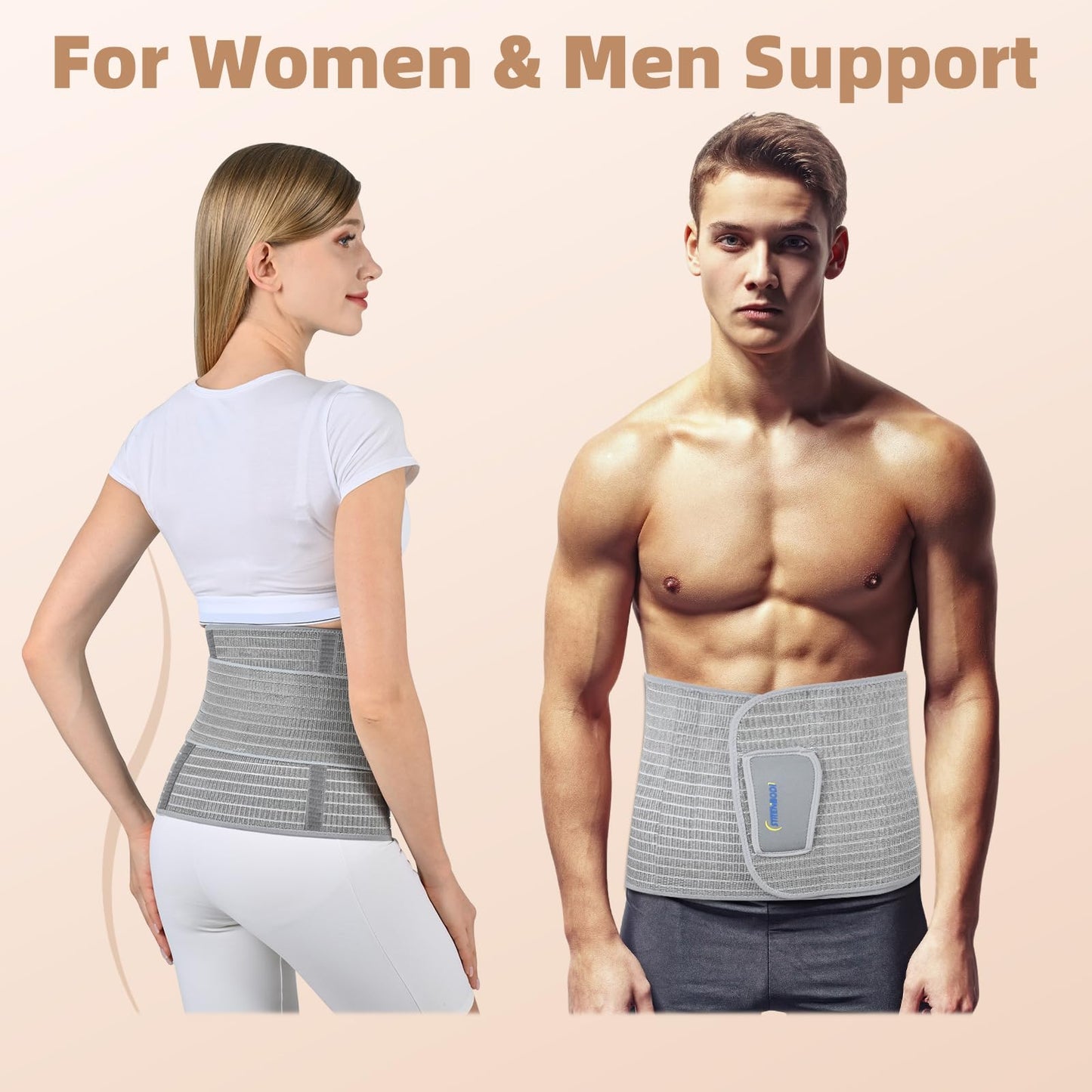 Abdominal Binder Post Surgery Postpartum Belly Band, C-section Belly Binder, Girdle for Postnatal, Adjustable Belly Wrap, Stomach Compression Hernia Belt For Men or Women After Pregnancy, Hysterectomy