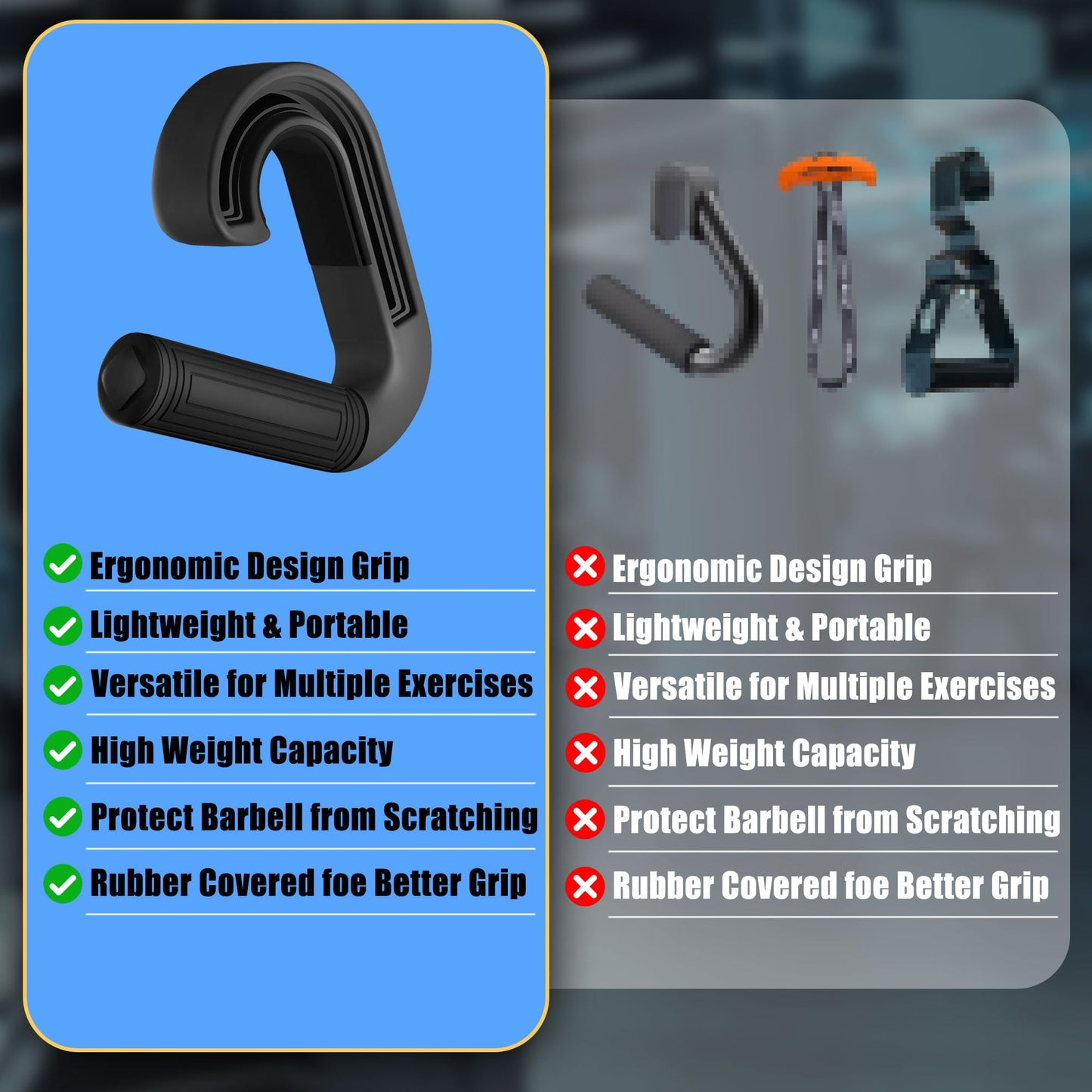 Folaps Barbell Grip Handles Neutral Grip: Portable Handles for Pull Up 2 Detachable Straps for Strength Trainer Versatile Exercise T-bar Row Cable Machine Attachment