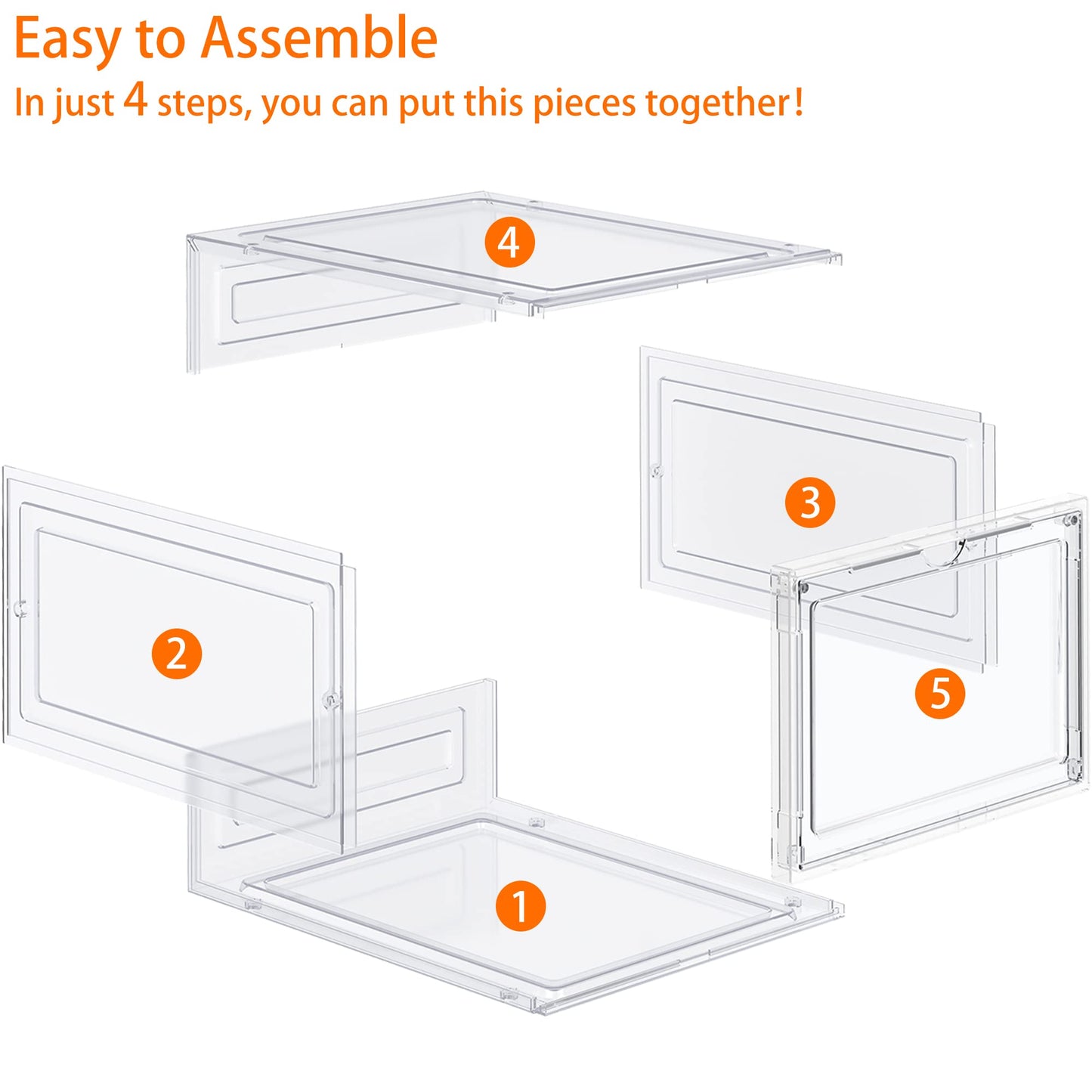 HOMIDEC Shoe Storage, 8 Pack Shoe Organizer Clear Hard Plastic Shoe Box, Shoe Boxes Clear Plastic Stackable, Shoe Boxes with Lids for Size 13