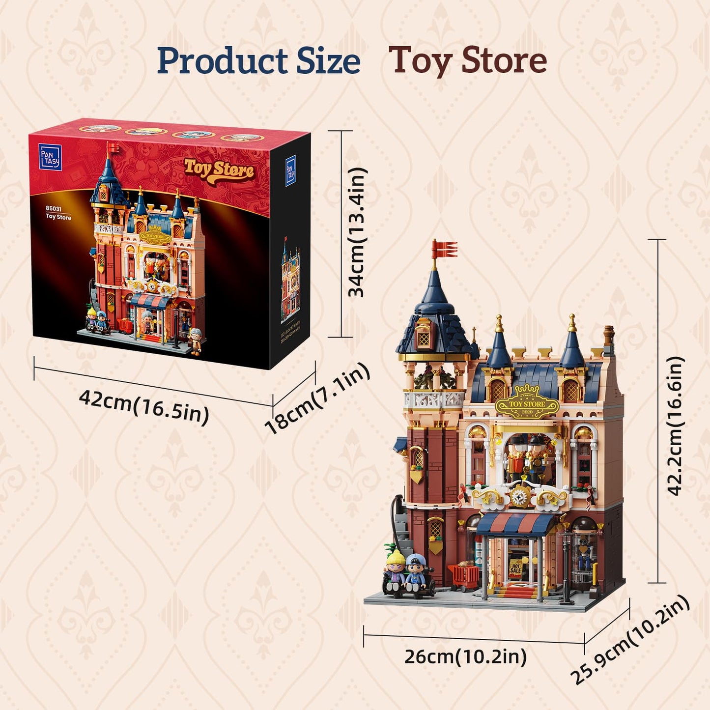 PANTASY Toy Shop Building Set for Adults, Nostalgic Modular Building with Detailed Facade & Interior Decoration, Creative Architecture Building Toy for Building Block and Design Lovers
