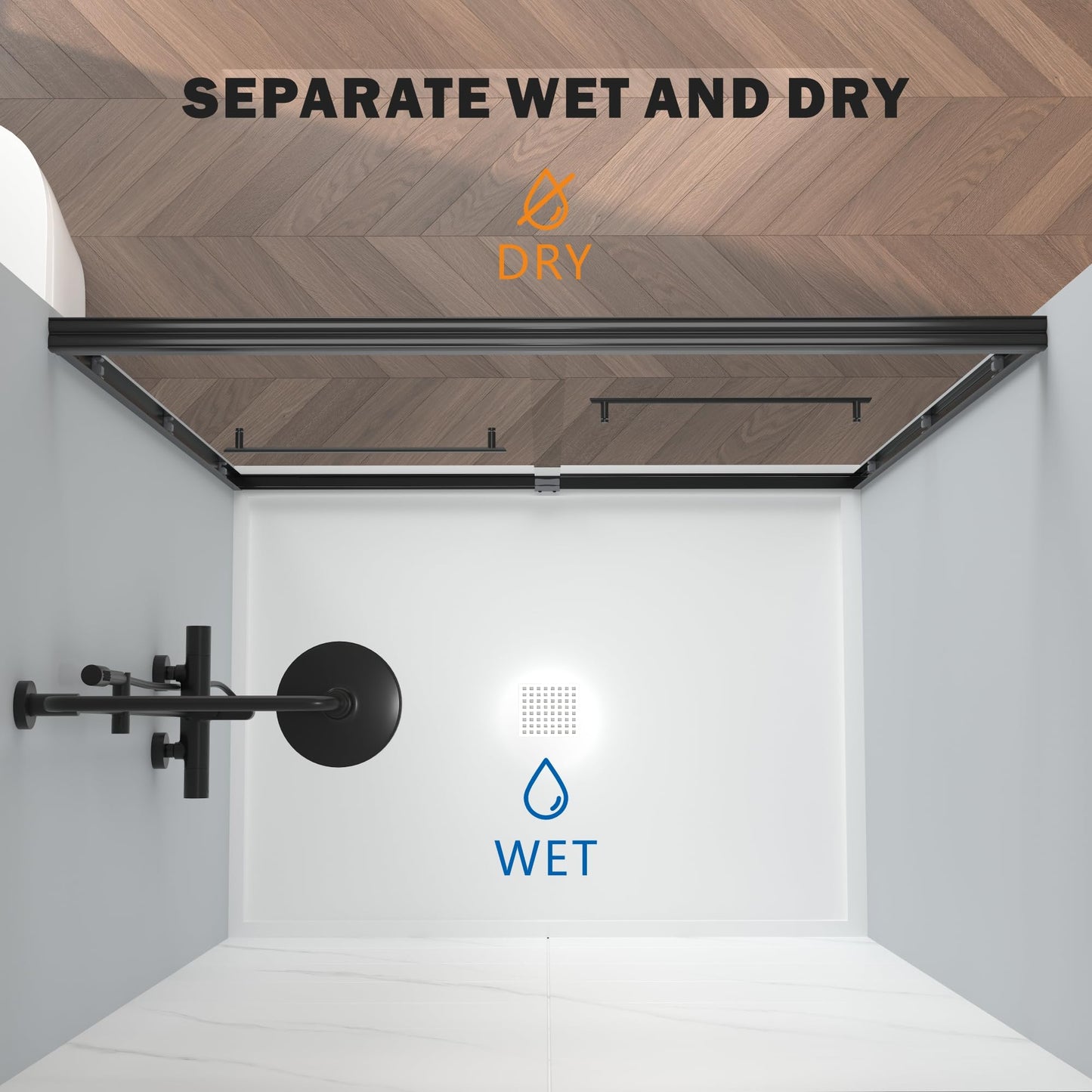 ENSO SENKA 56-60" W x 72" H Semi-Frameless Bypass Sliding Shower Door, Easy-to-Clean Treated Clear Tempered Glass, Matte Black