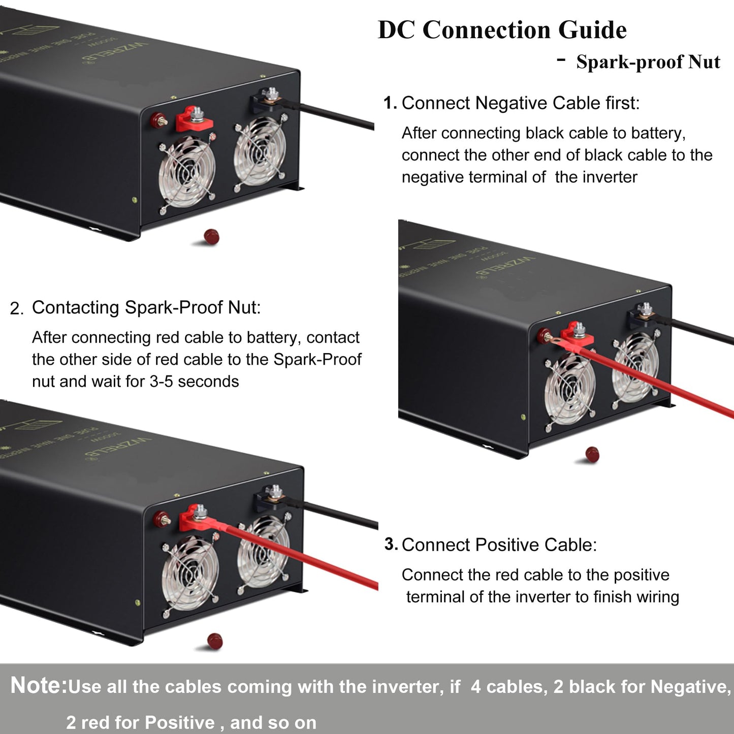 WZRELB 4000W 48V Pure Sine Wave Inverter,48 Volt DC to AC 120V 240V Split Phase Power Inverter,8KW Surge,5 AC Outlets,AC Hardwire Terminal,15ft LCD Remote Panel