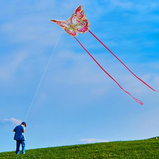 Xida Butterfly Kite for Kids & Adults, Easy to Fly, Ages 4-8, Large Kite with 300ft Handle, Perfect for Beach Trips