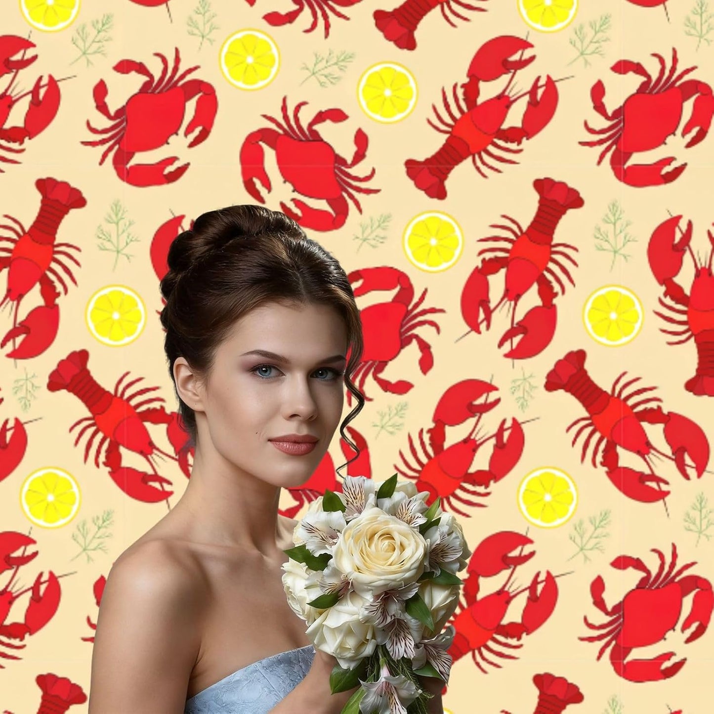 YQxwJL Lobster and Crab Print Studio Backdrop, Large Photo Backdrop for Professional Photography Studio and Events(No