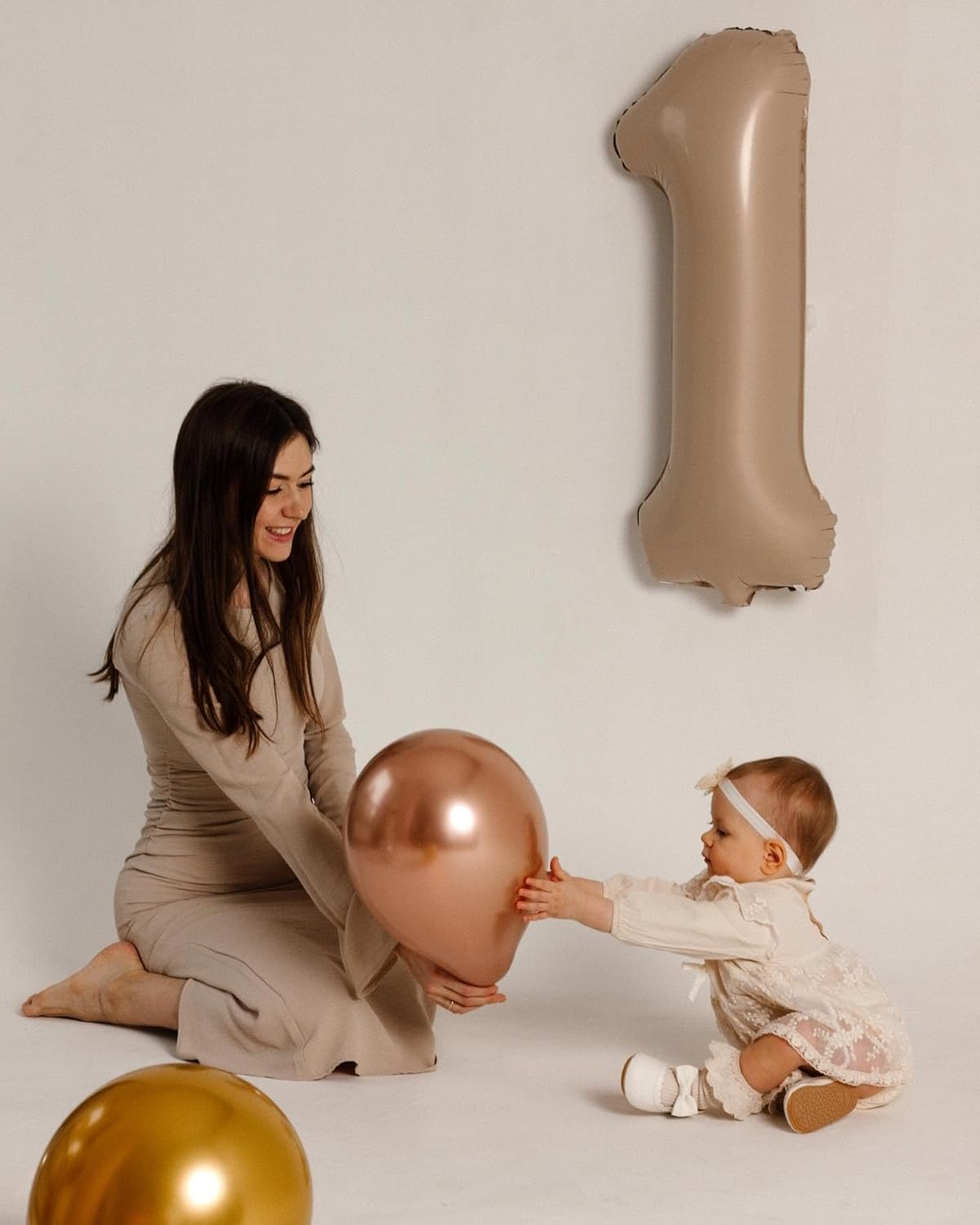 Skiennix 40-Inch Light Brown Number 1 Balloon - Perfect First Birthday Decoration for Kids