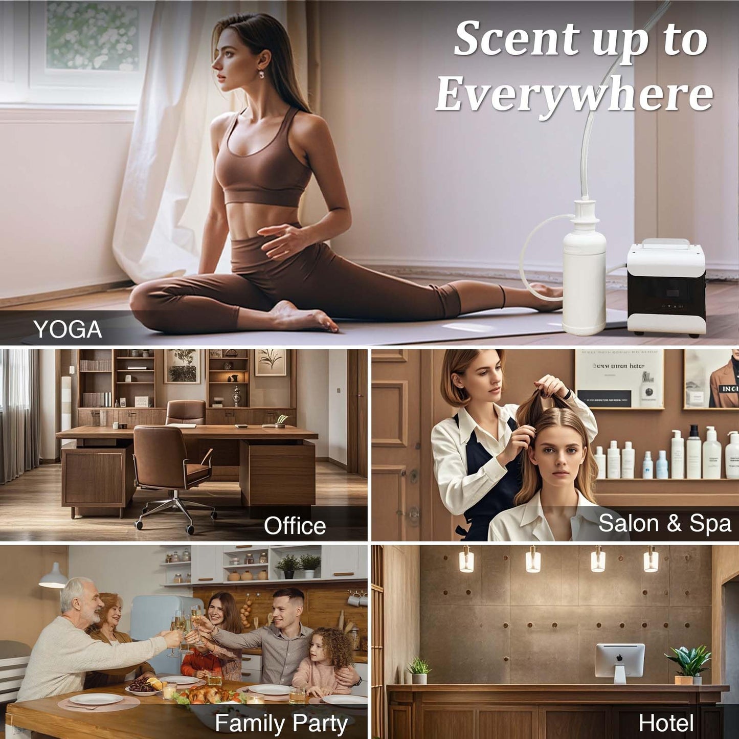 Whole House HVAC Scent Diffuser - 5000 Sq Ft Coverage, Wi-Fi & Bluetooth App Control, 1000ML Hotel Collection, Waterless Cold Air Diffuser for Large Rooms & Commercial Use, Metal Design
