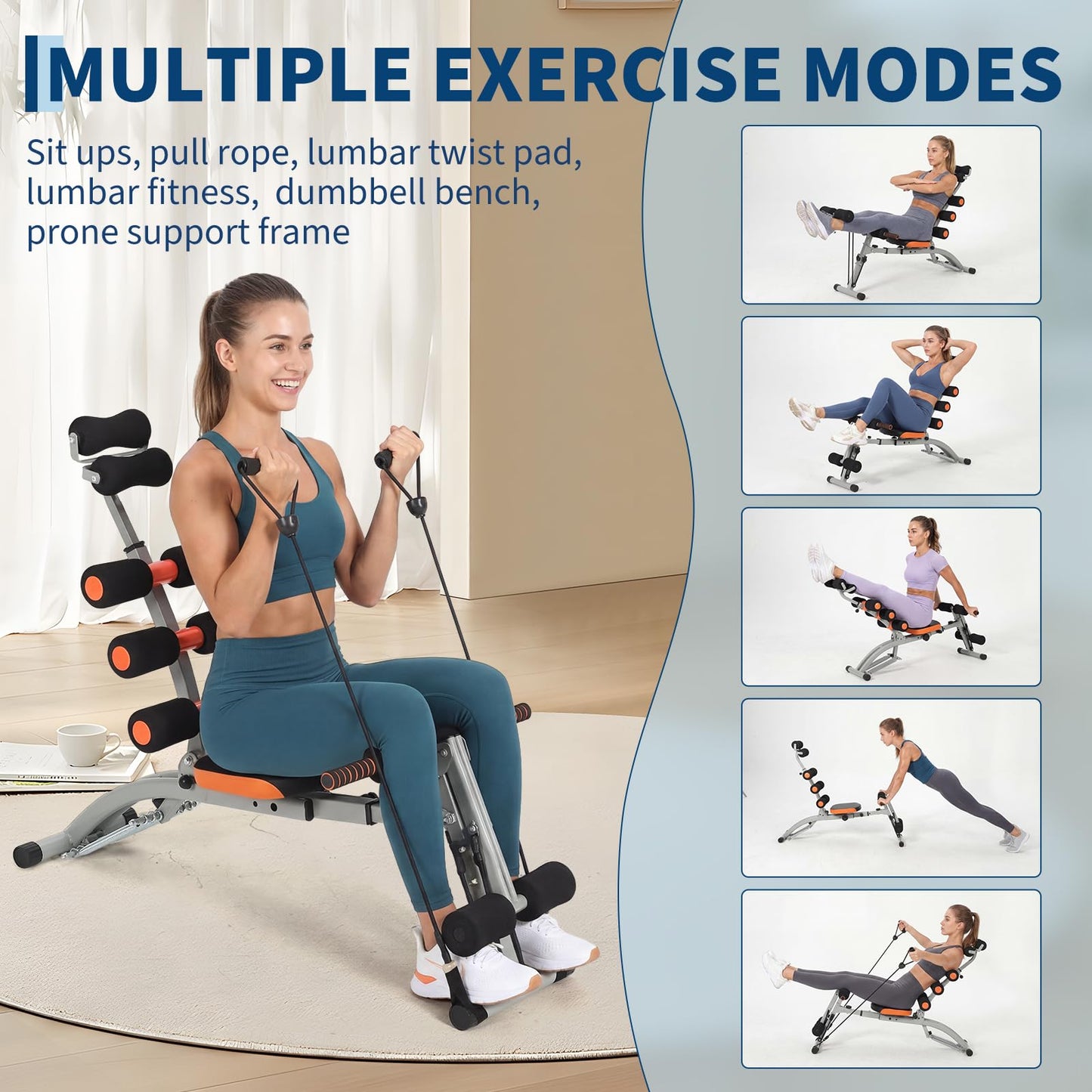 Abdominal Workout Bench,Adjustable Ab Machine for Home Gym,Multi-Functional Exercise Bench for Full Body Workout