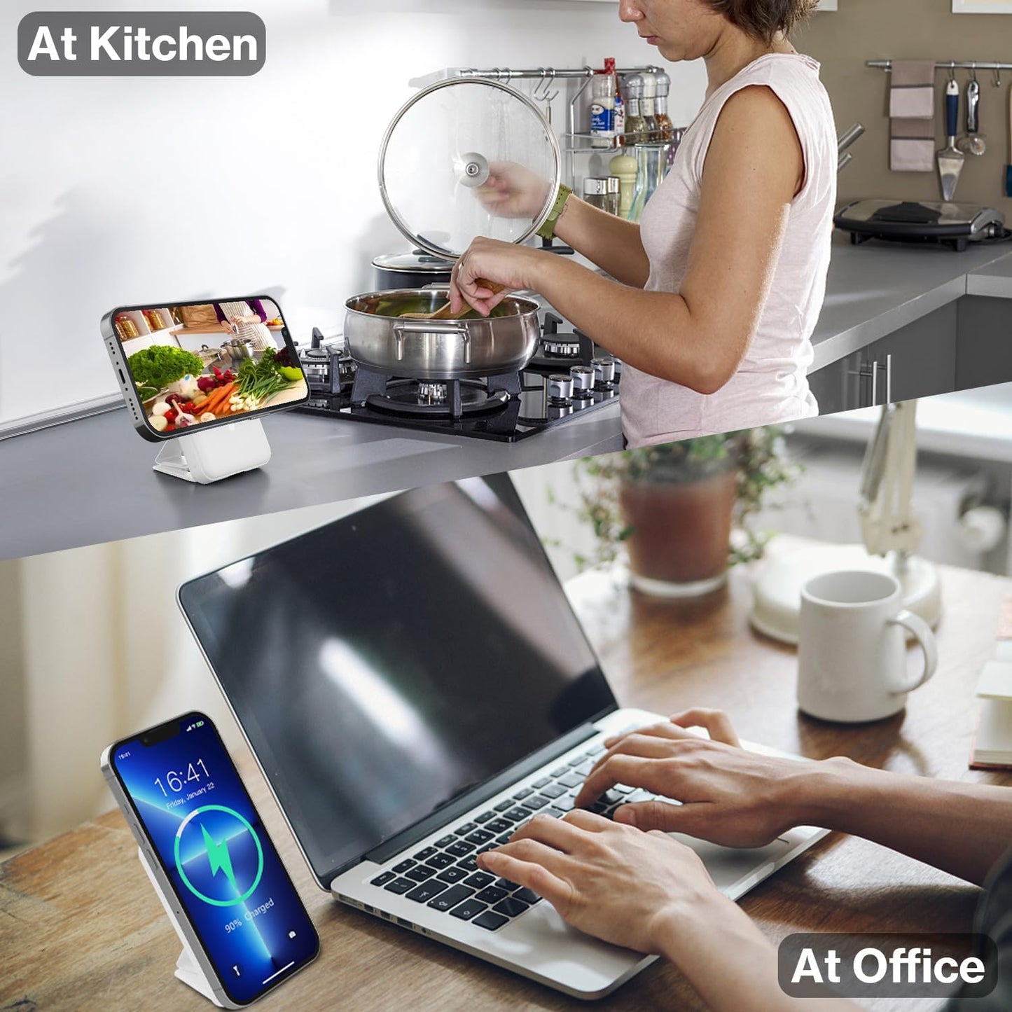 AOGUERBE 10000mAh 3 1 Pack 22.5W 17/16/15/14/13/12 for Magsafe Power Bank, Foldable Wireless Portable Charger with LED