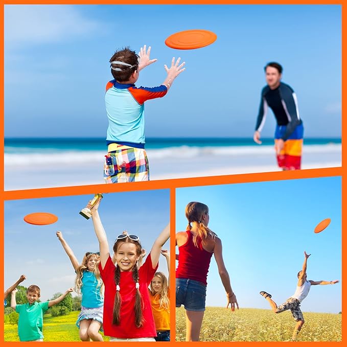 Lenwen 24 Pcs Flying Disc 6.89 Inch Soft Silicone Flying Disks Classic Play Flick Disc for Outdoor Backyard Beach Lawn Sports Park Camping Playing Adults Pet