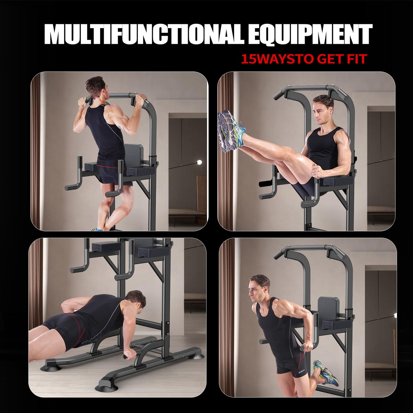 K KiNGKANG Adjustable Power Tower for Home Gym - Multifunctional Pull-Up & Dip Station for Strength Training