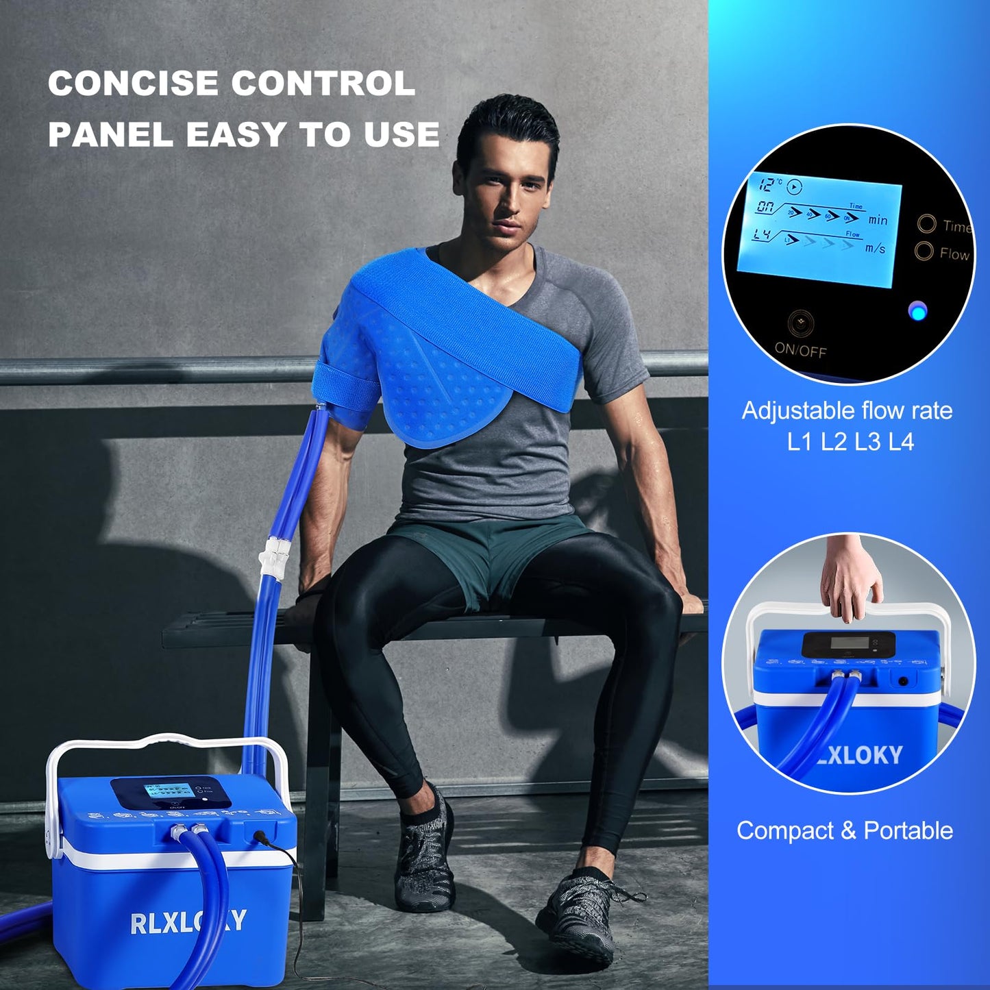 RLXLOKY 3.0 Cold Therapy Machine with Programmable Timer, Shoulder Ice Machine After Surgery,Cryotherapy Pain Relief System with Temp Display